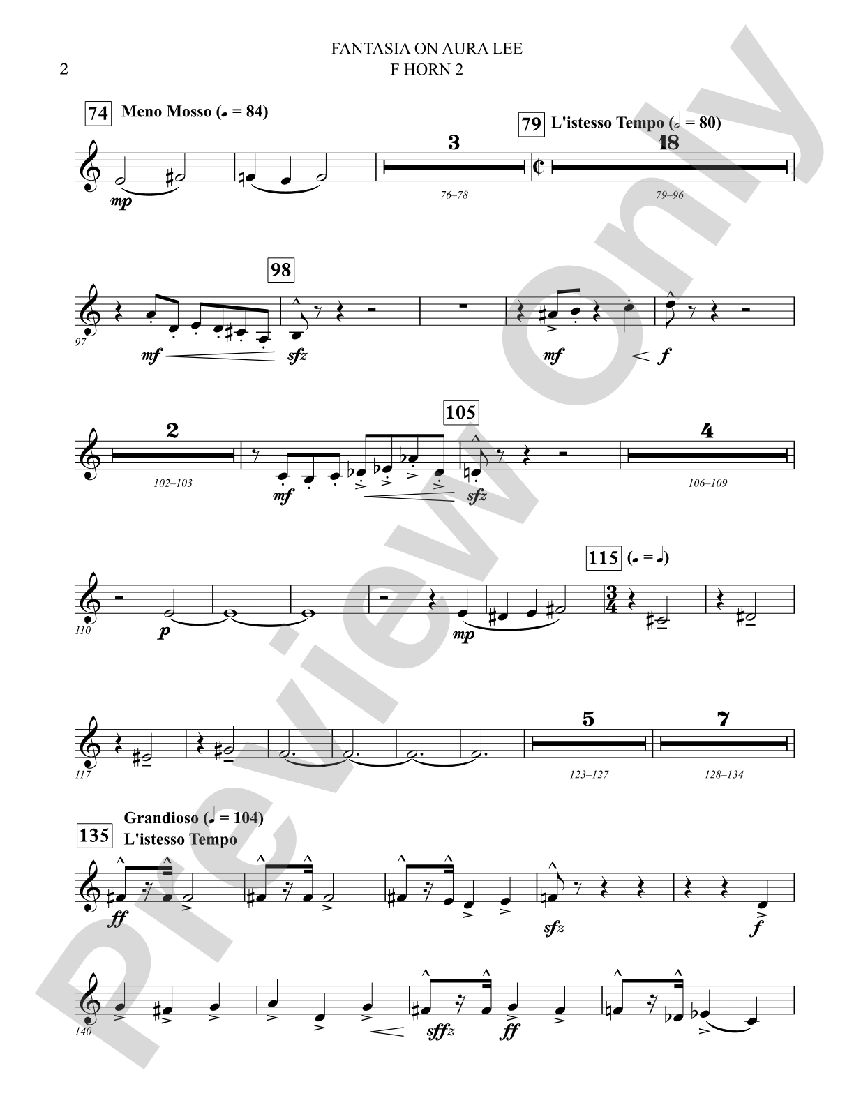 Fantasia on Aura Lee: 2nd F Horn