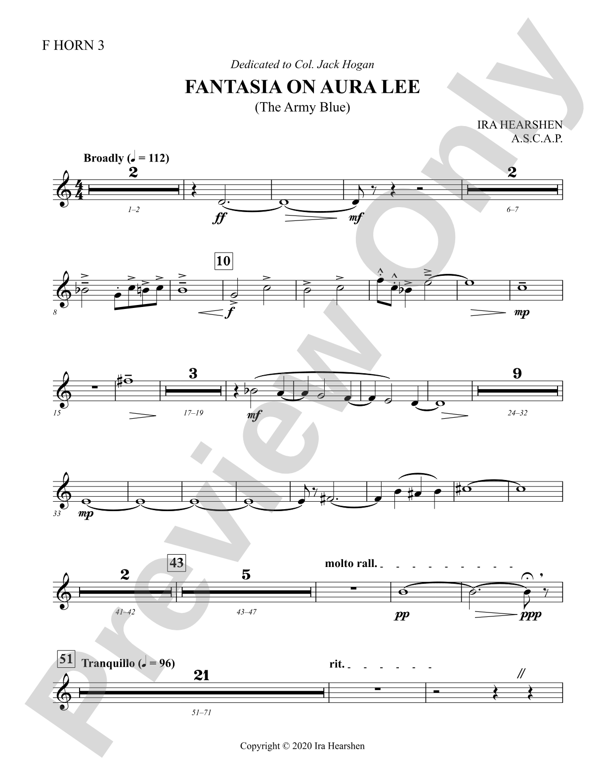 Fantasia on Aura Lee: 3rd F Horn