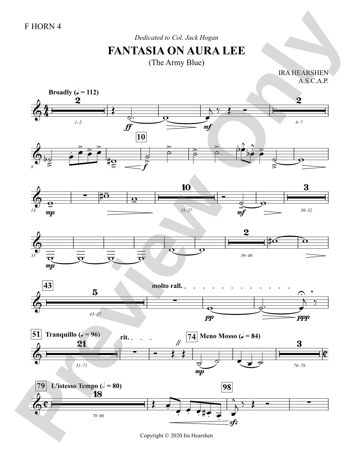 Fantasia on Aura Lee: 4th F Horn