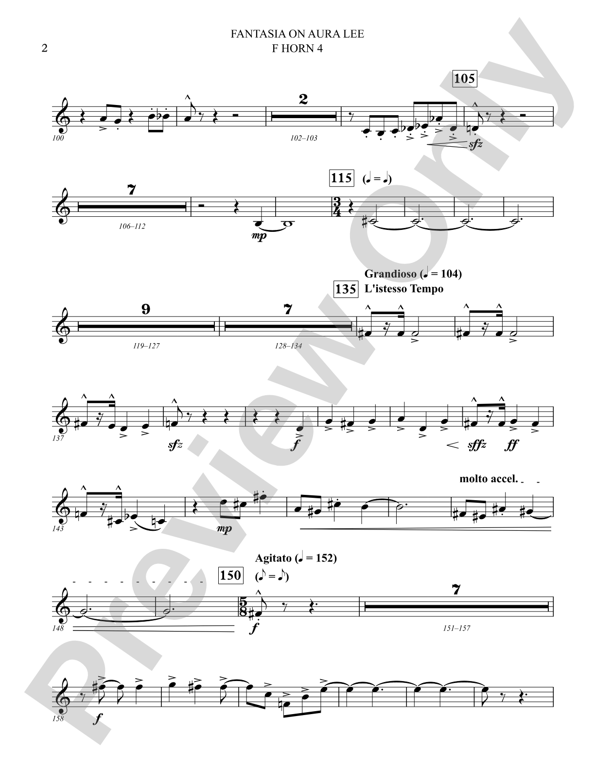 Fantasia on Aura Lee: 4th F Horn