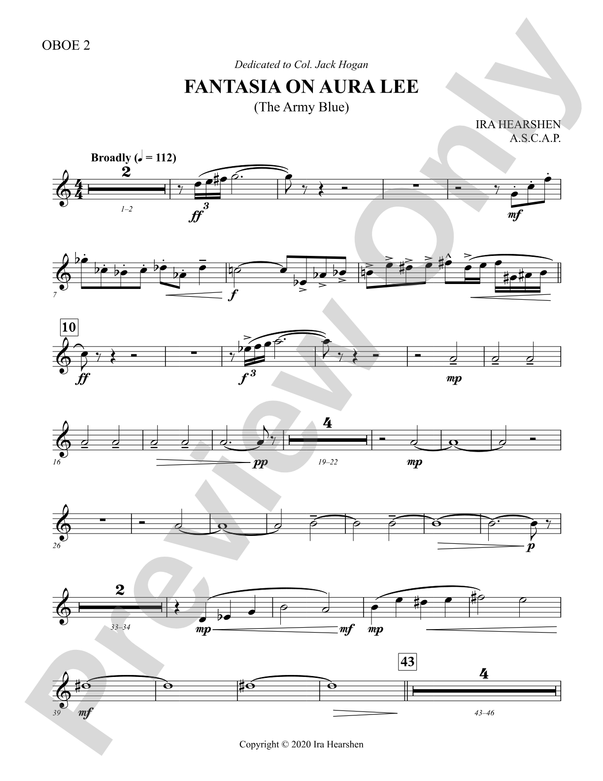 Fantasia on Aura Lee: 2nd Oboe