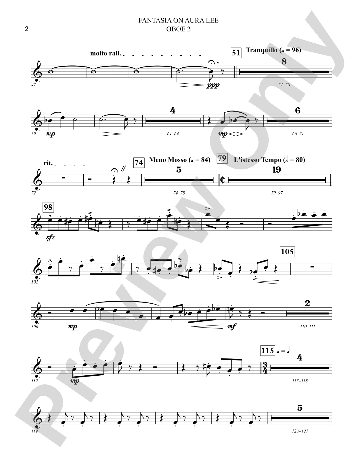 Fantasia on Aura Lee: 2nd Oboe