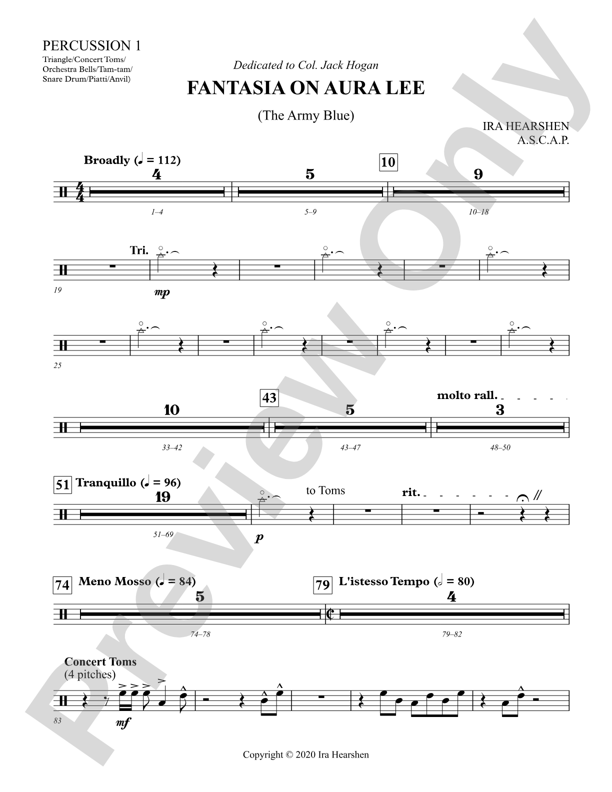 Fantasia on Aura Lee: 1st Percussion