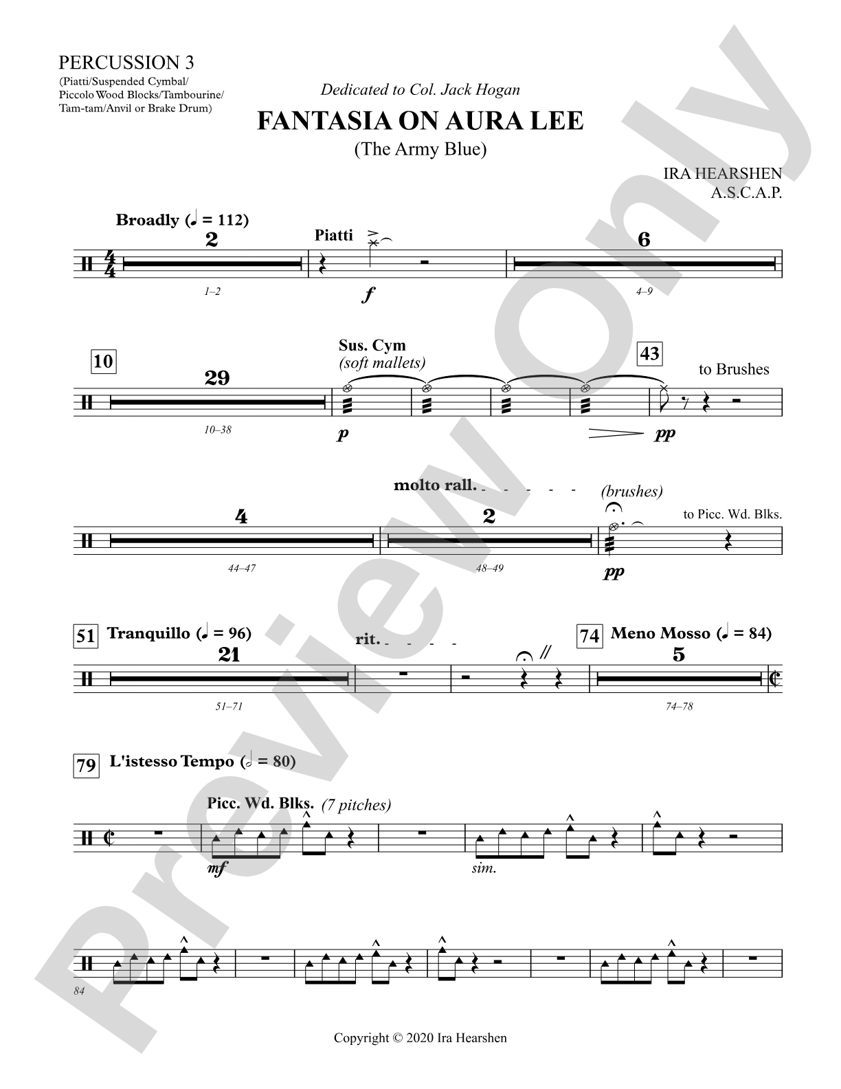 Fantasia on Aura Lee: 3rd Percussion