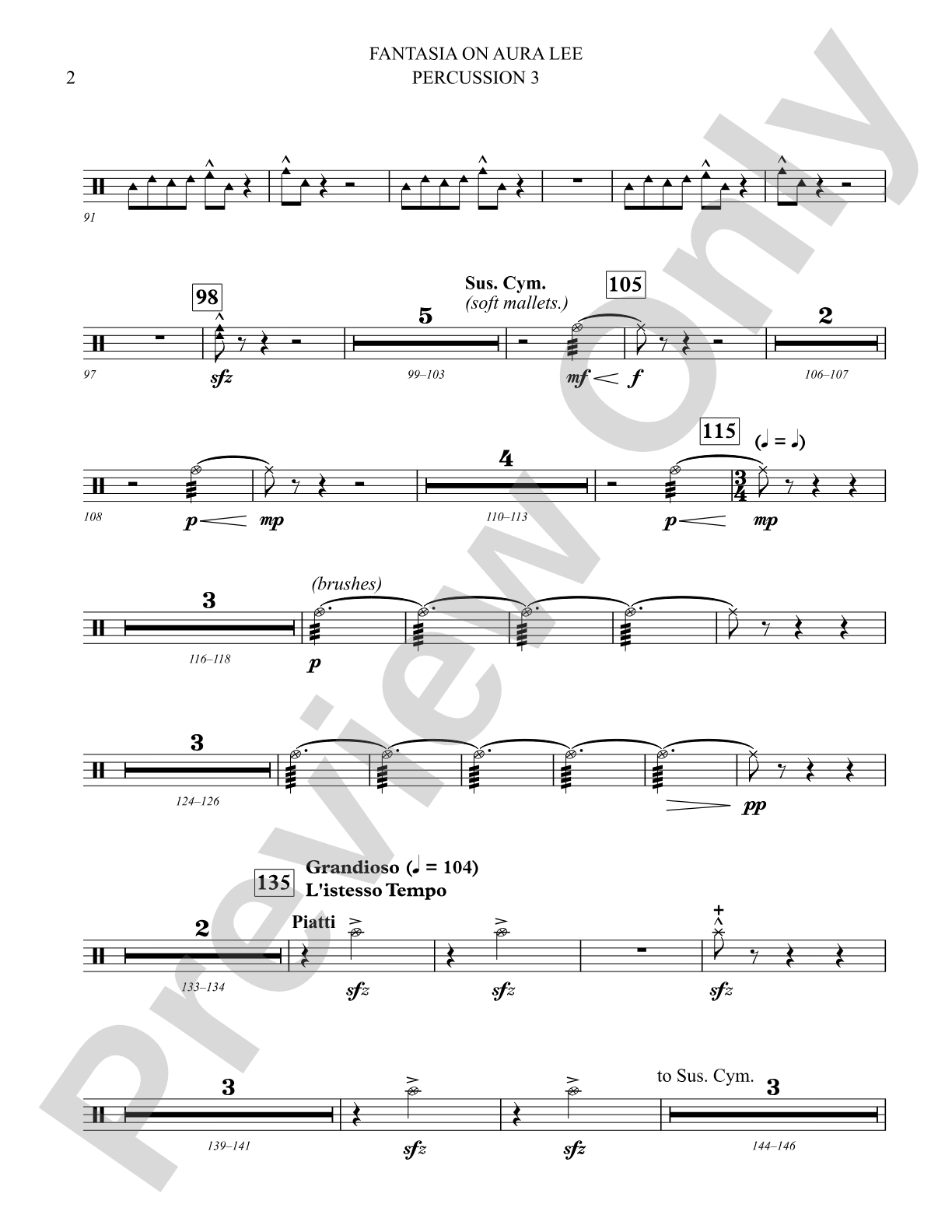 Fantasia on Aura Lee: 3rd Percussion