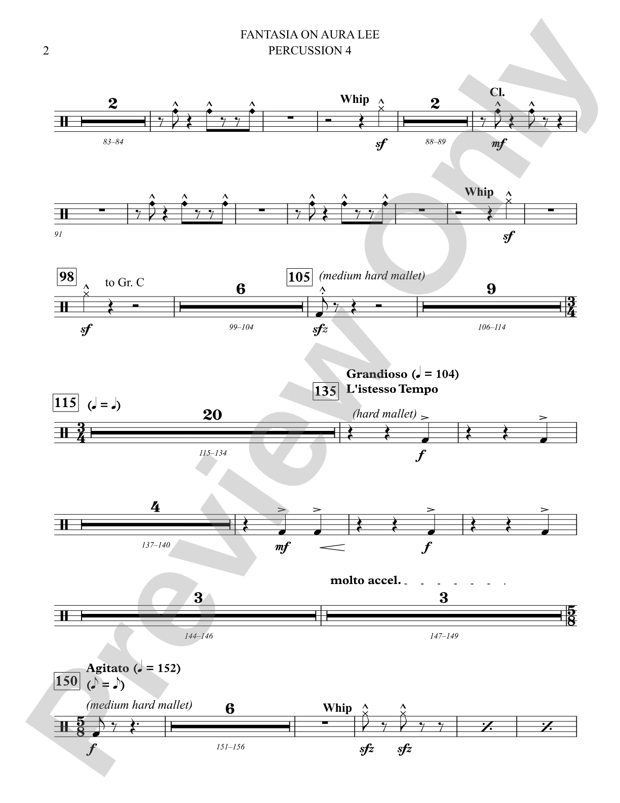 Fantasia on Aura Lee: 4th Percussion