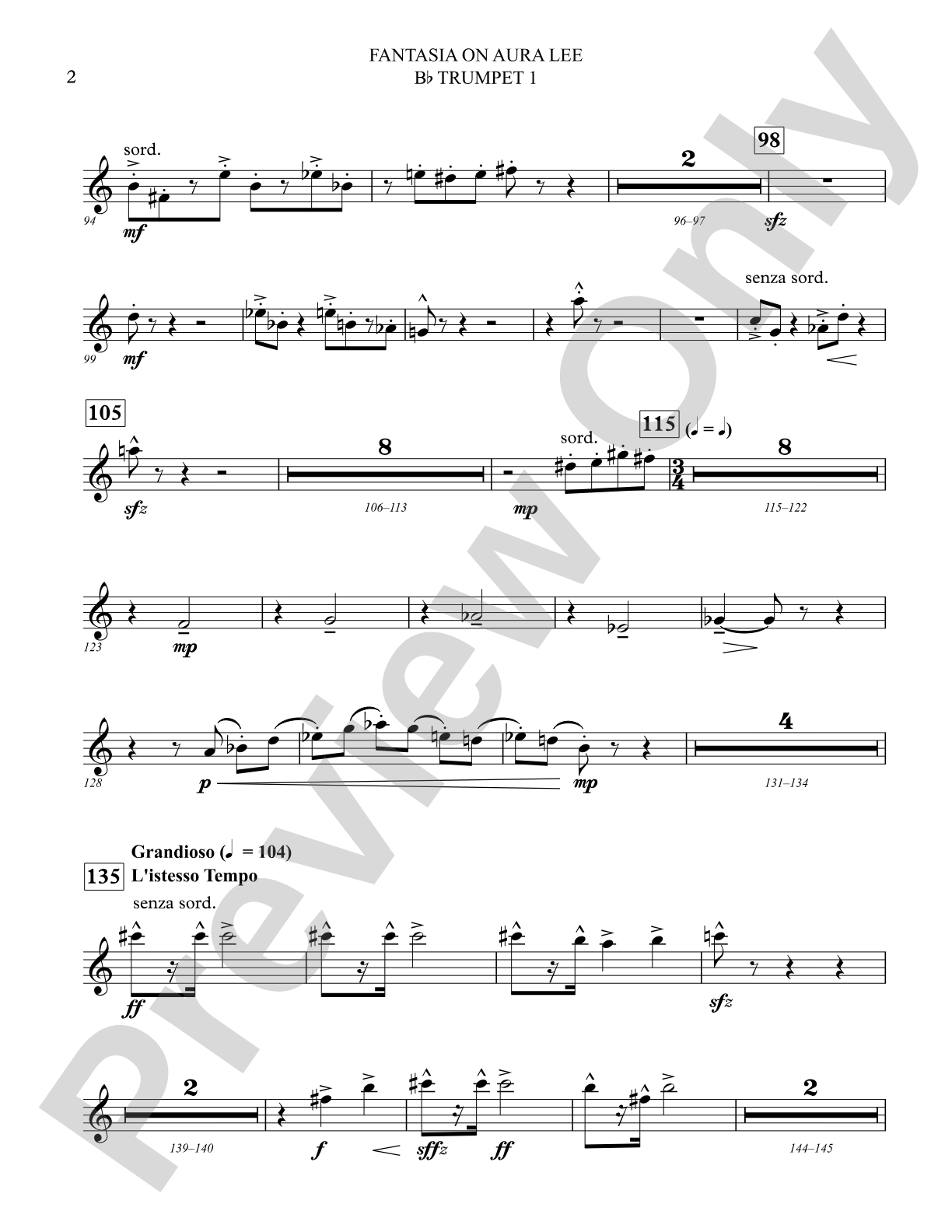 Fantasia on Aura Lee: 1st B-flat Trumpet