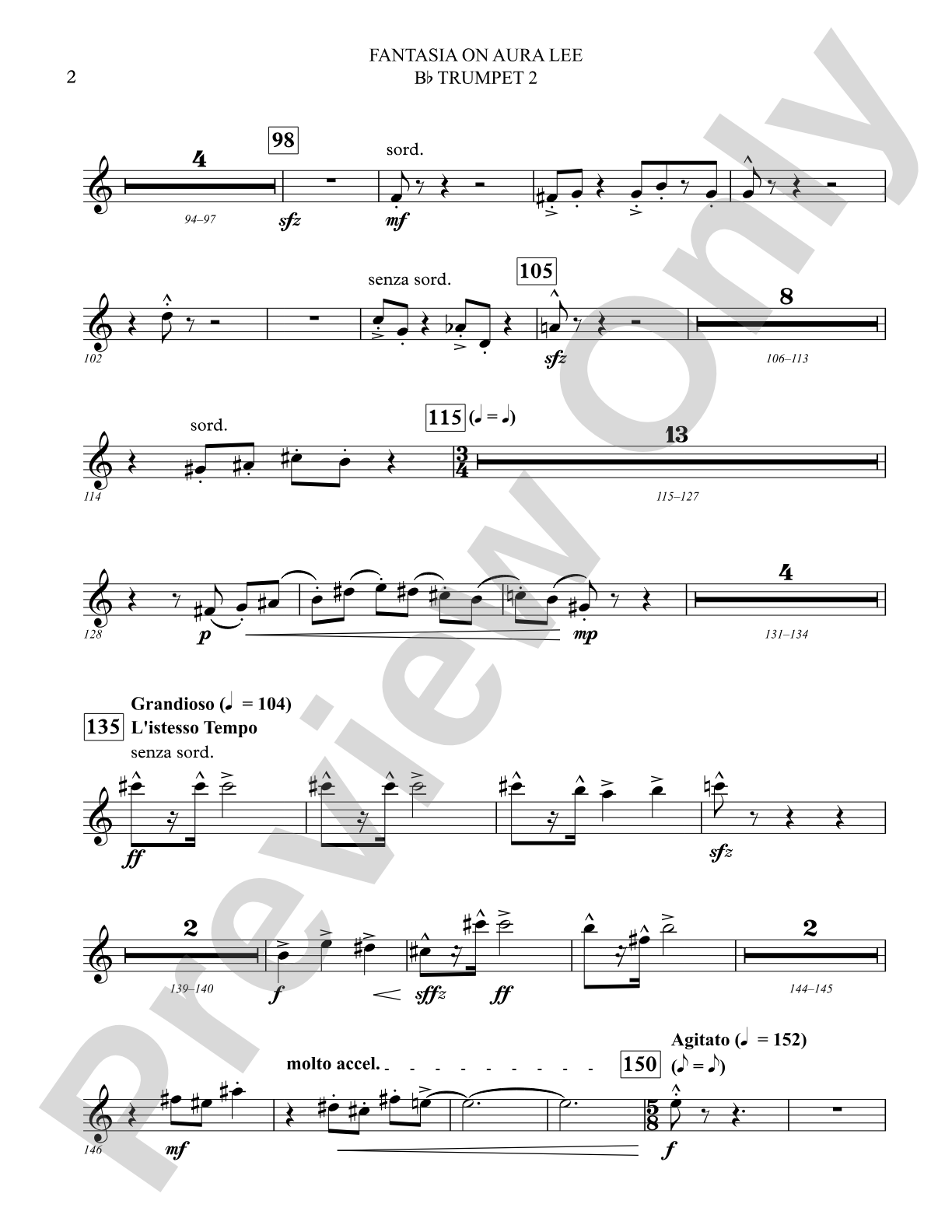 Fantasia on Aura Lee: 2nd B-flat Trumpet