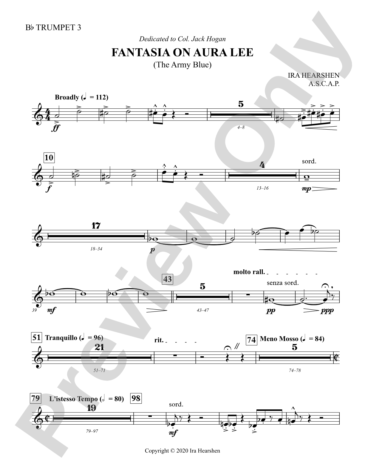 Fantasia on Aura Lee: 3rd B-flat Trumpet