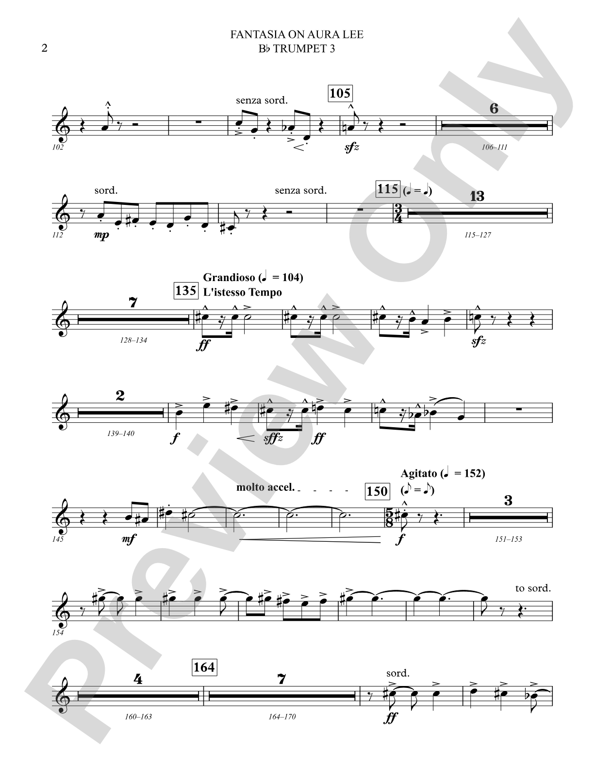 Fantasia on Aura Lee: 3rd B-flat Trumpet