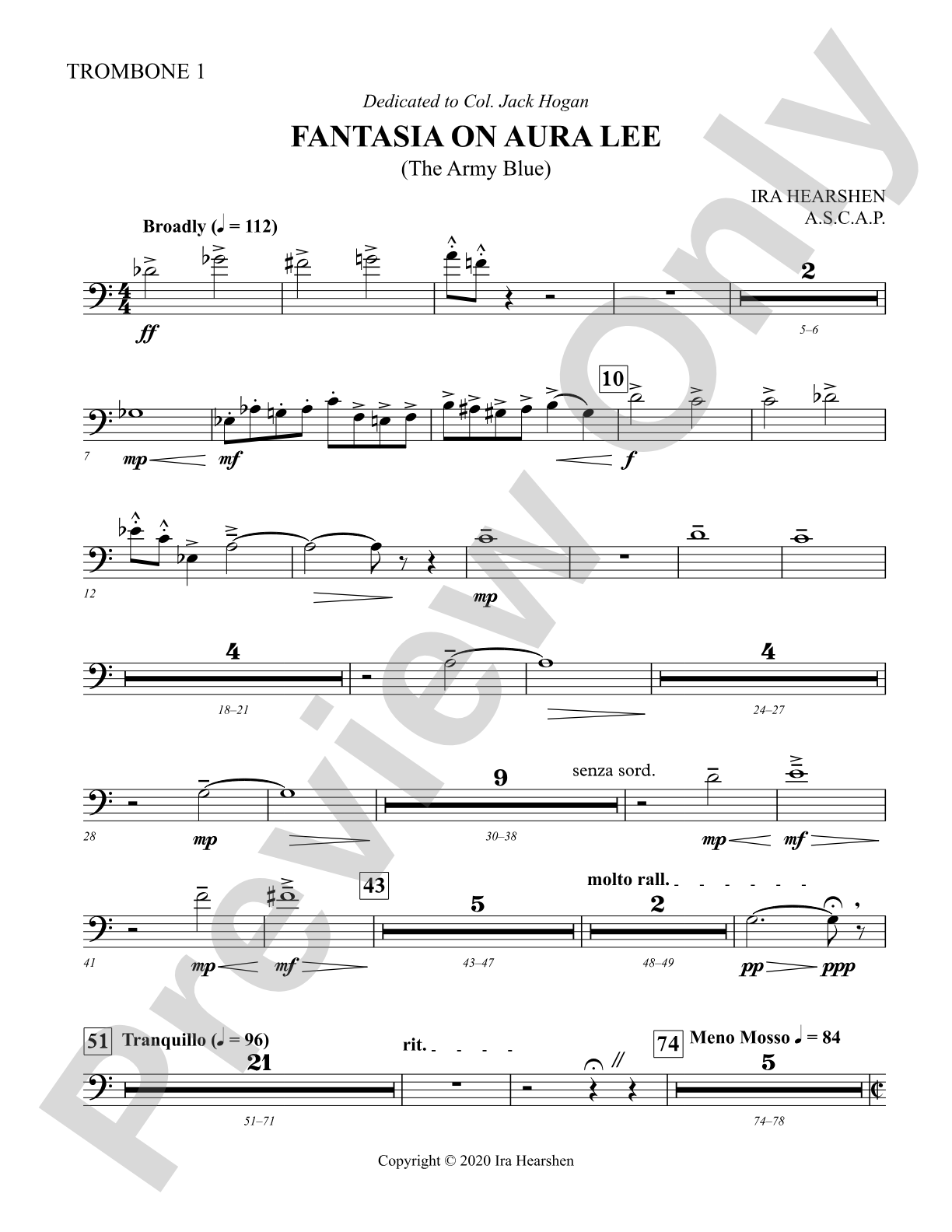 Fantasia on Aura Lee: 1st Trombone