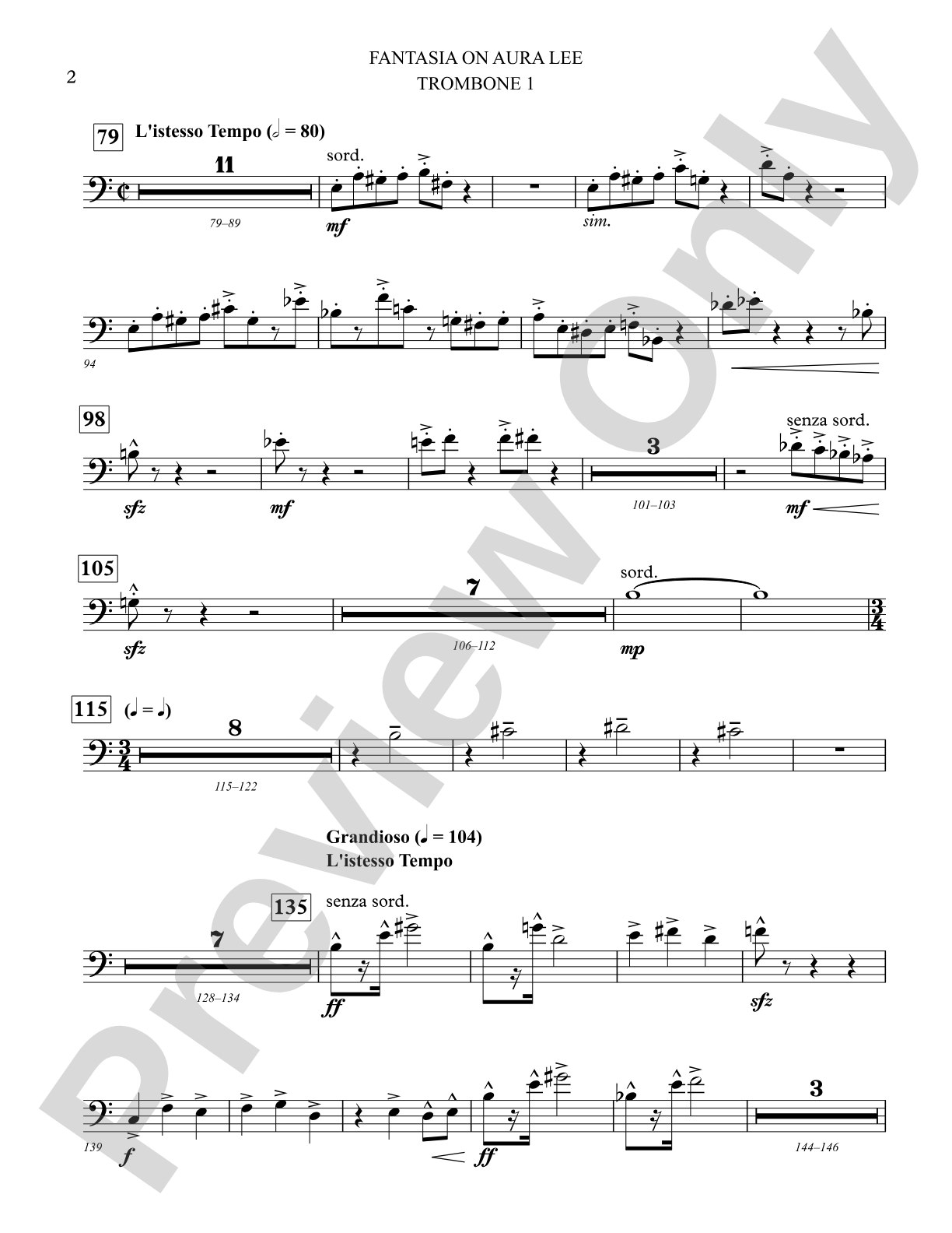 Fantasia on Aura Lee: 1st Trombone