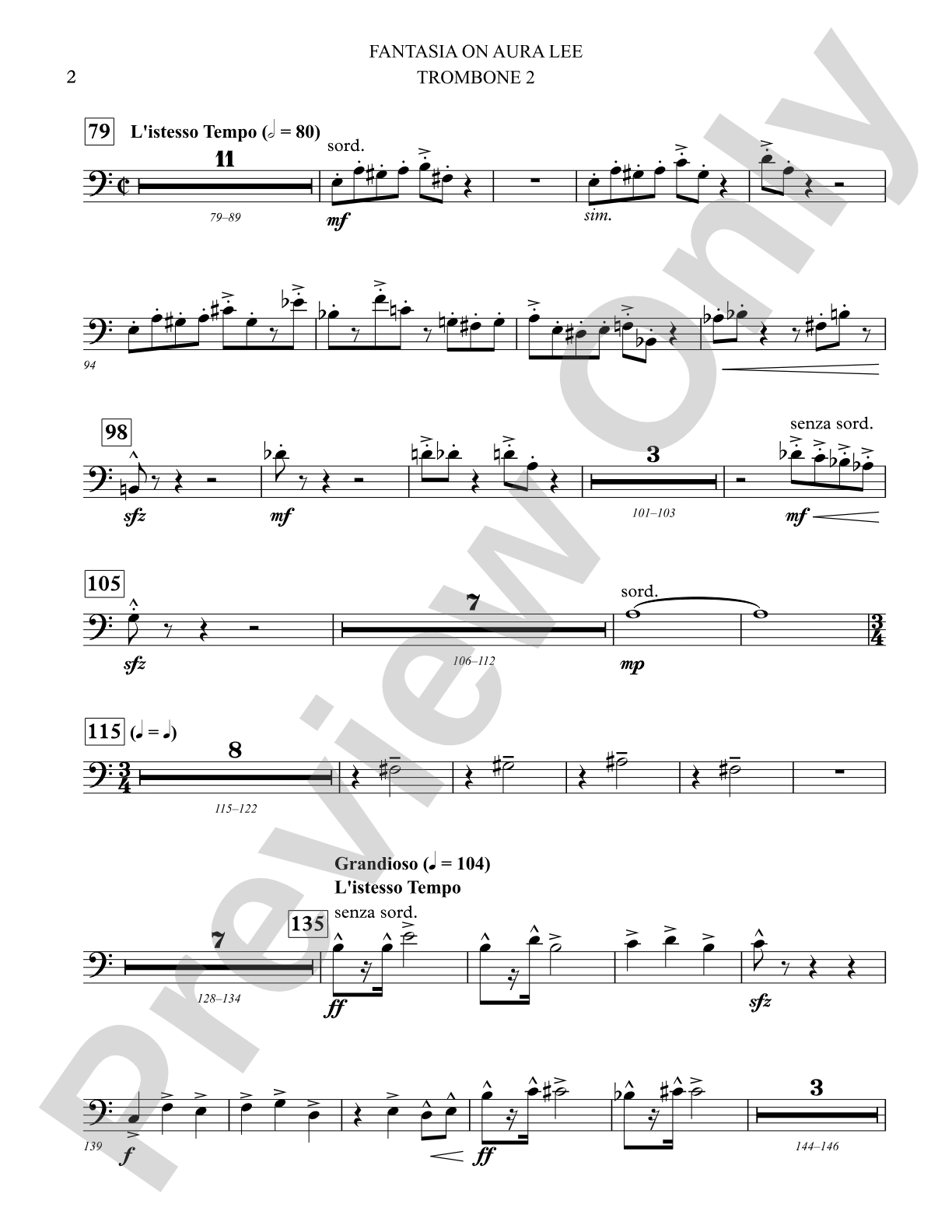 Fantasia on Aura Lee: 2nd Trombone