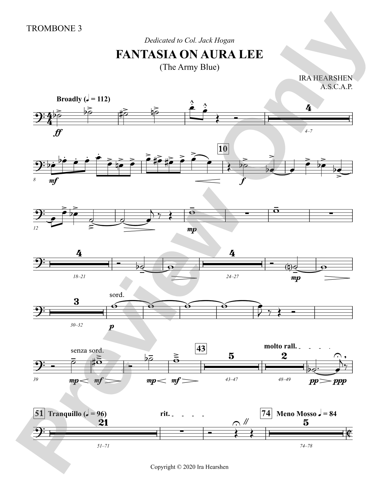 Fantasia on Aura Lee: 3rd Trombone
