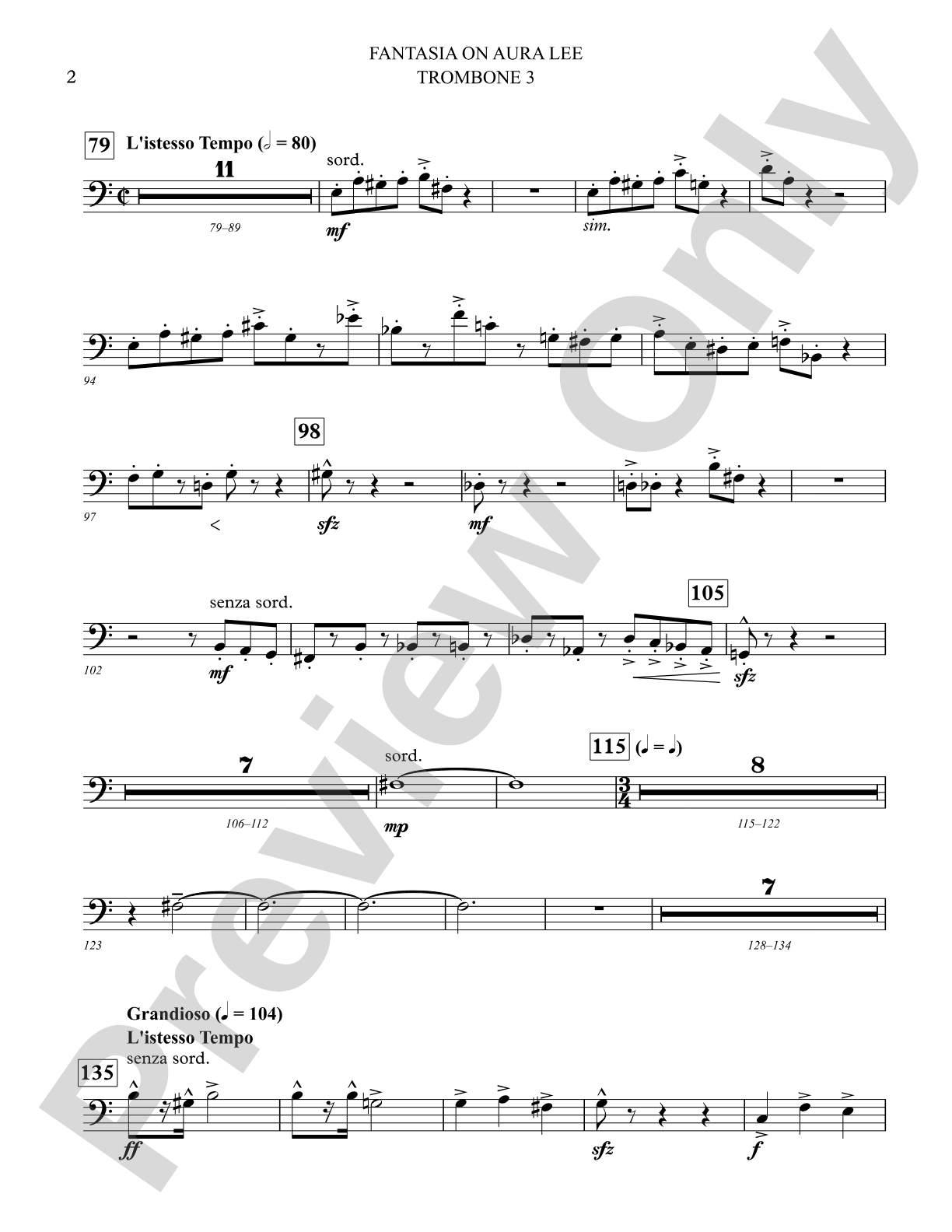 Fantasia on Aura Lee: 3rd Trombone