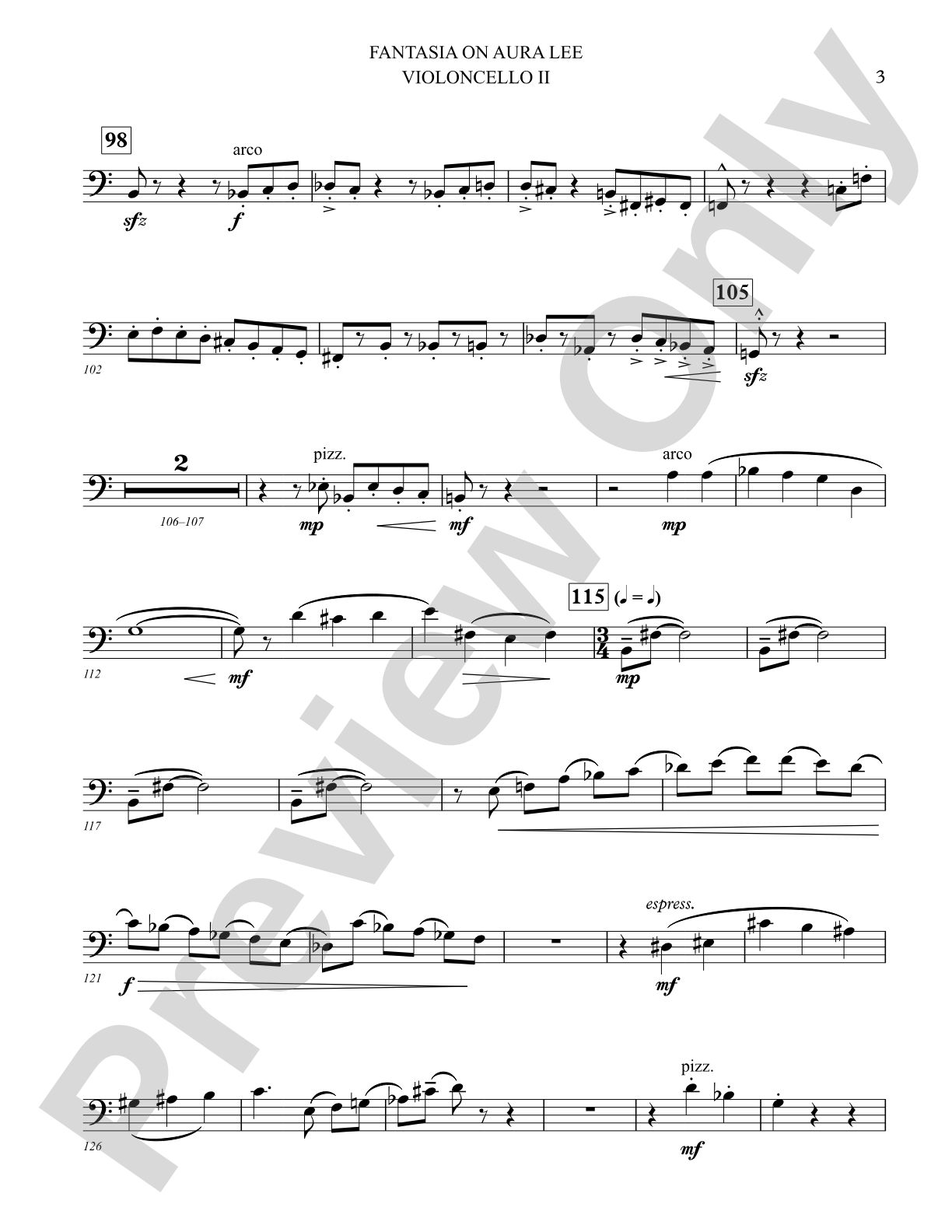 Fantasia on Aura Lee: 2nd Cello