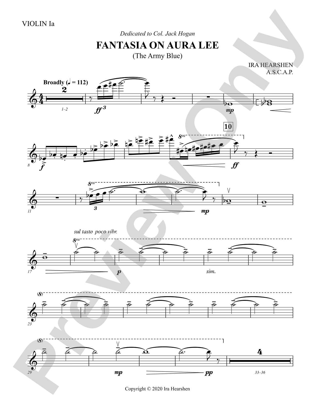 Fantasia on Aura Lee: Violin 1A