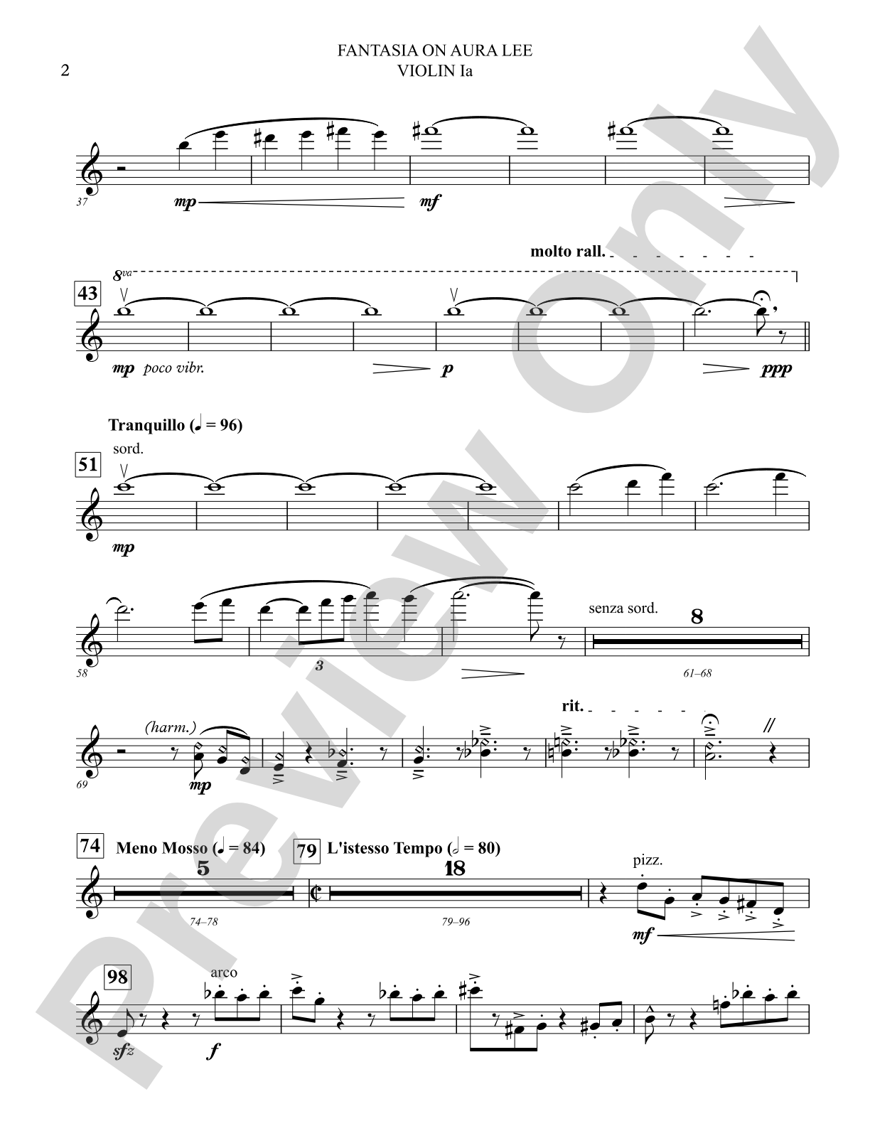 Fantasia on Aura Lee: Violin 1A