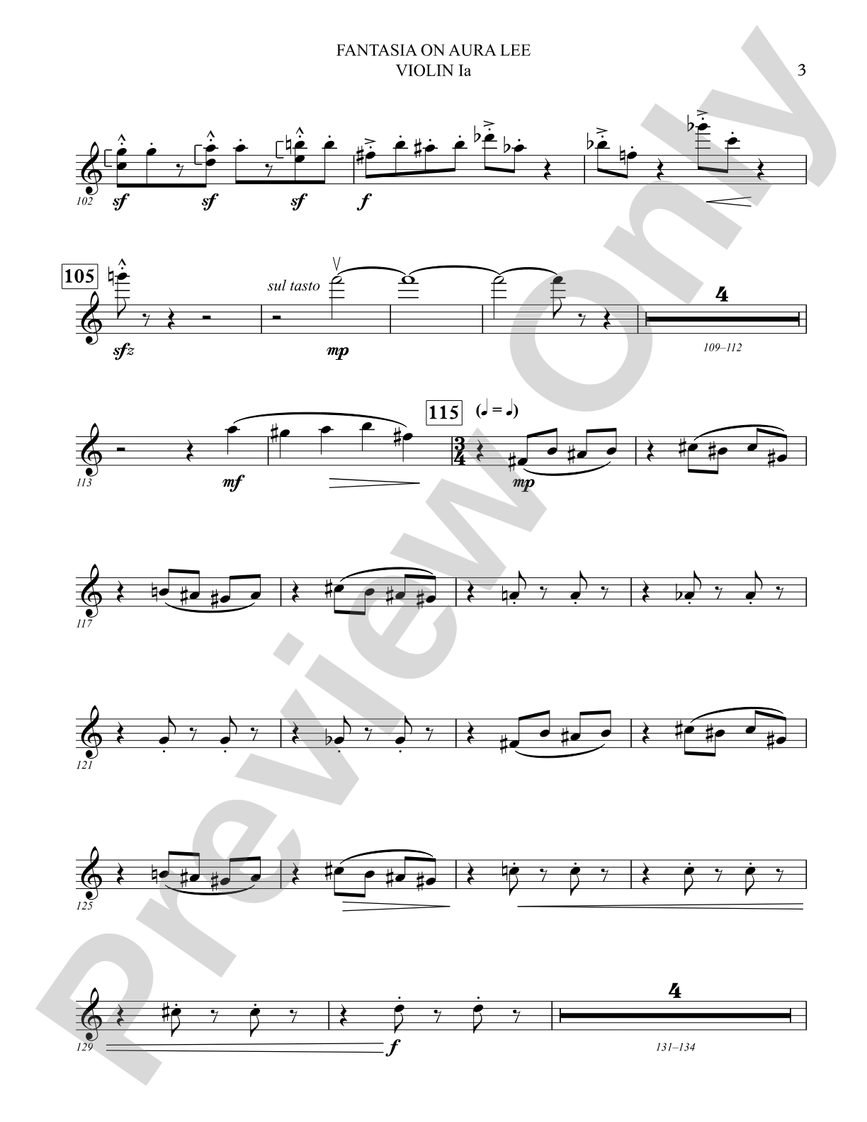 Fantasia on Aura Lee: Violin 1A