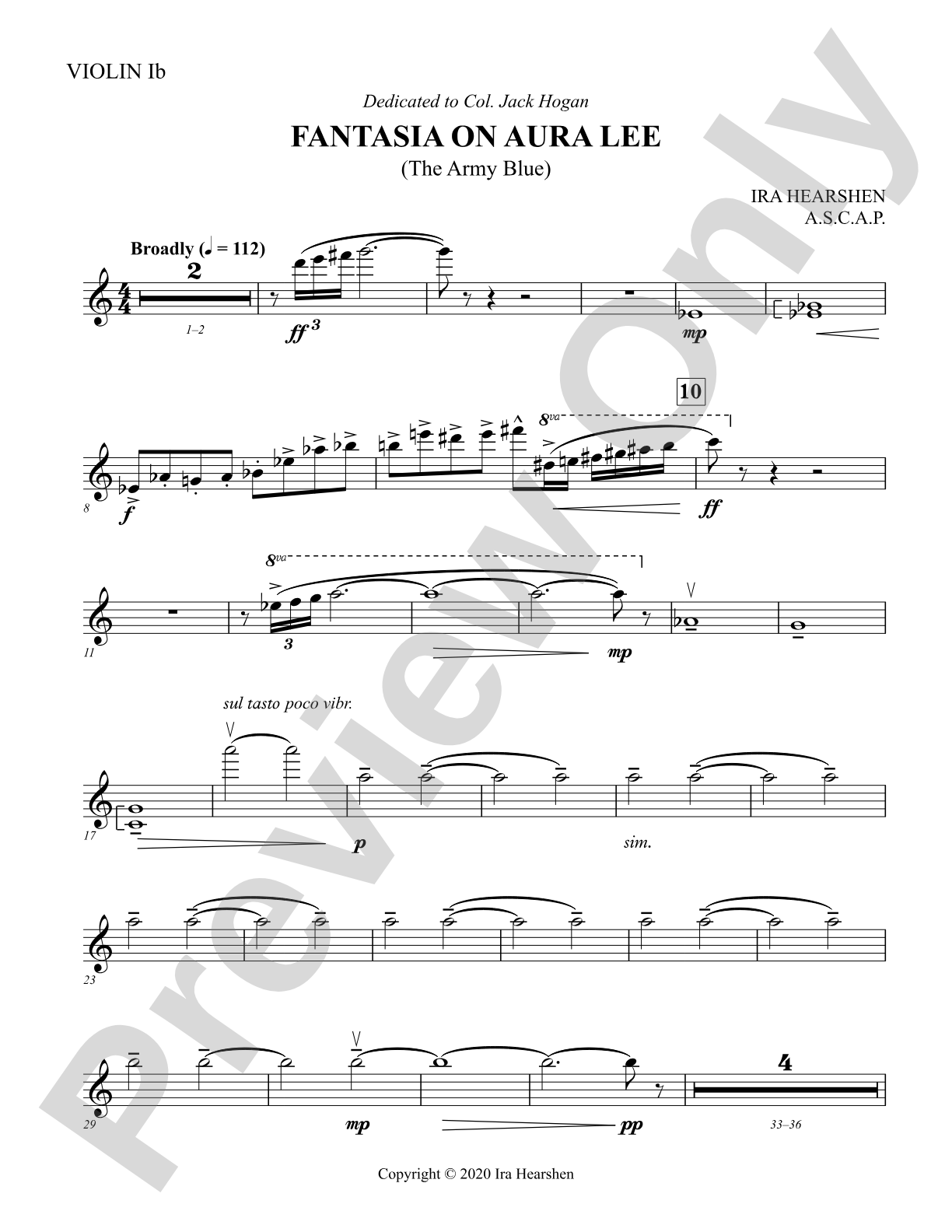Fantasia on Aura Lee: Violin 1B