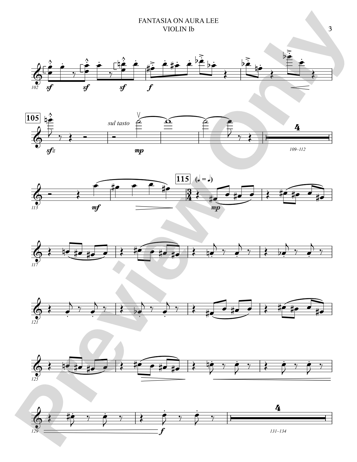 Fantasia on Aura Lee: Violin 1B