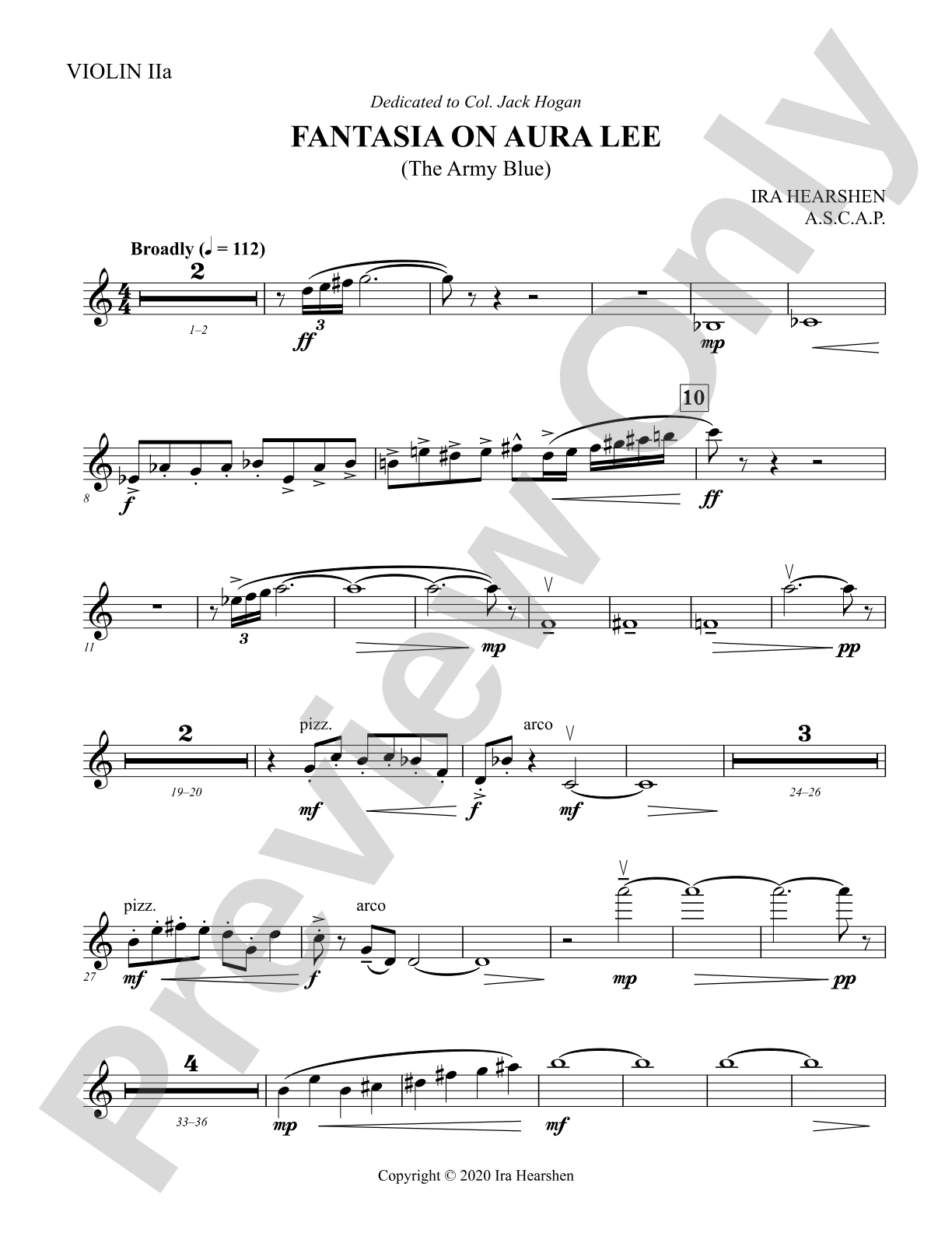 Fantasia on Aura Lee: Solo Violin 2 (or Small Group)