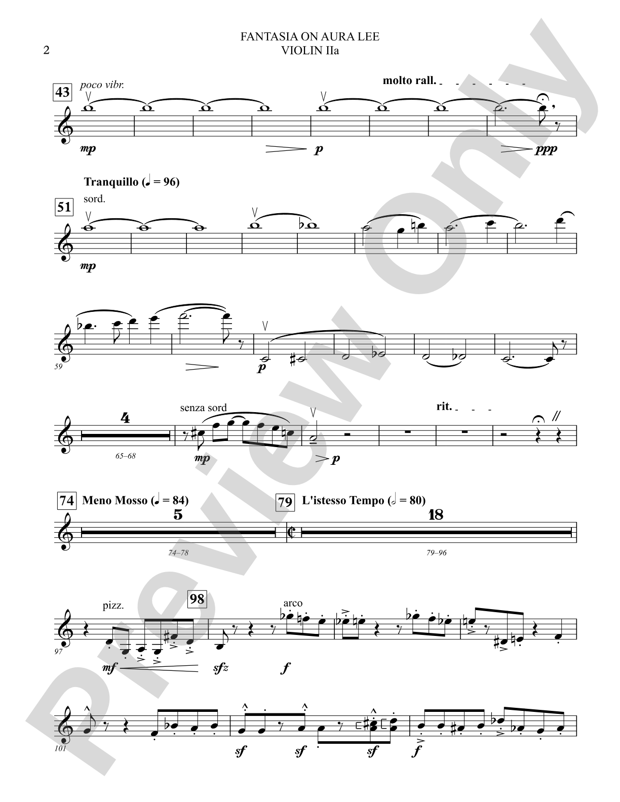 Fantasia on Aura Lee: Solo Violin 2 (or Small Group)