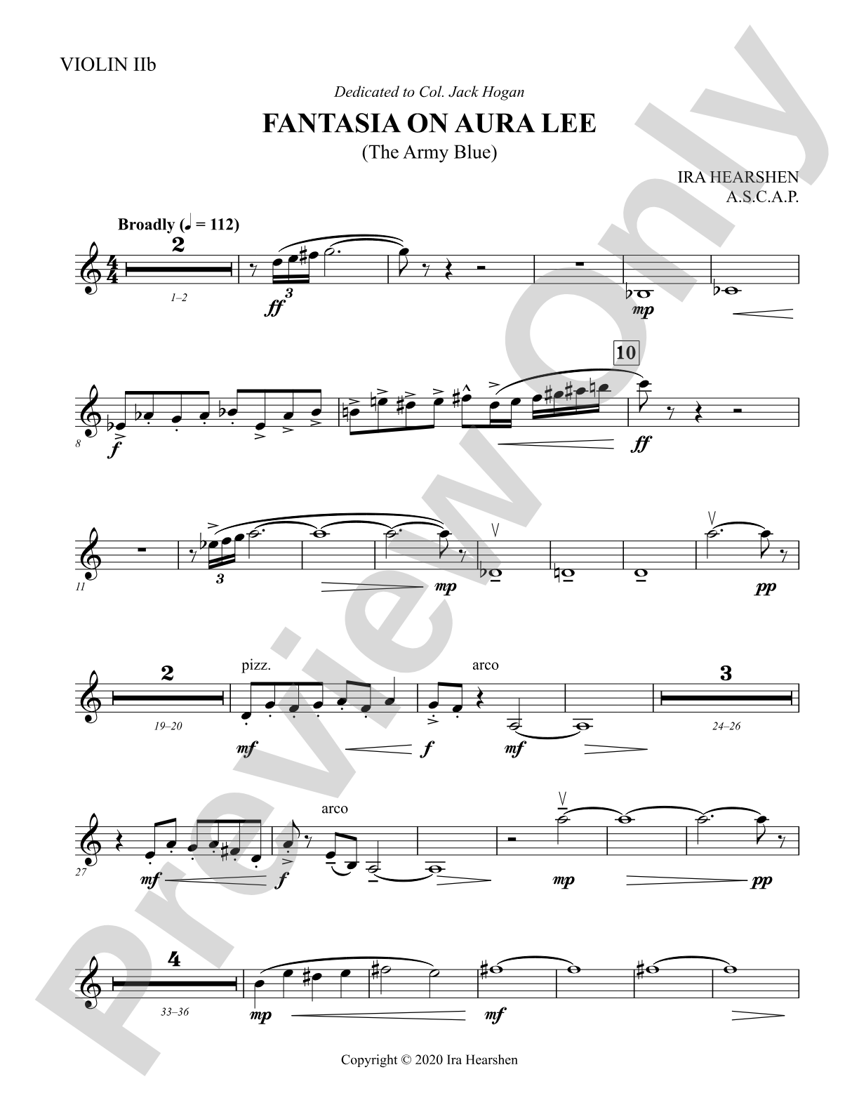 Fantasia on Aura Lee: Violin 2 Section