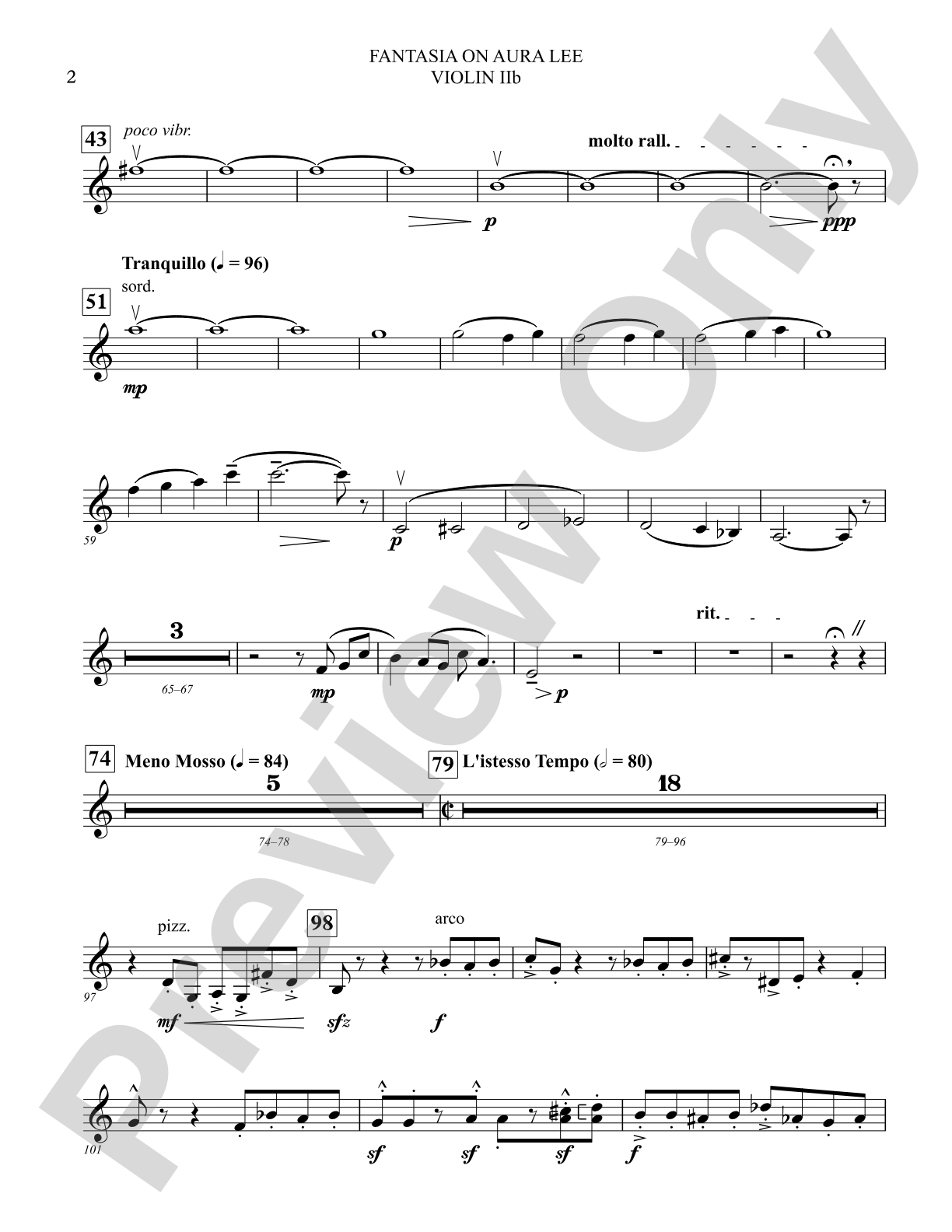 Fantasia on Aura Lee: Violin 2 Section