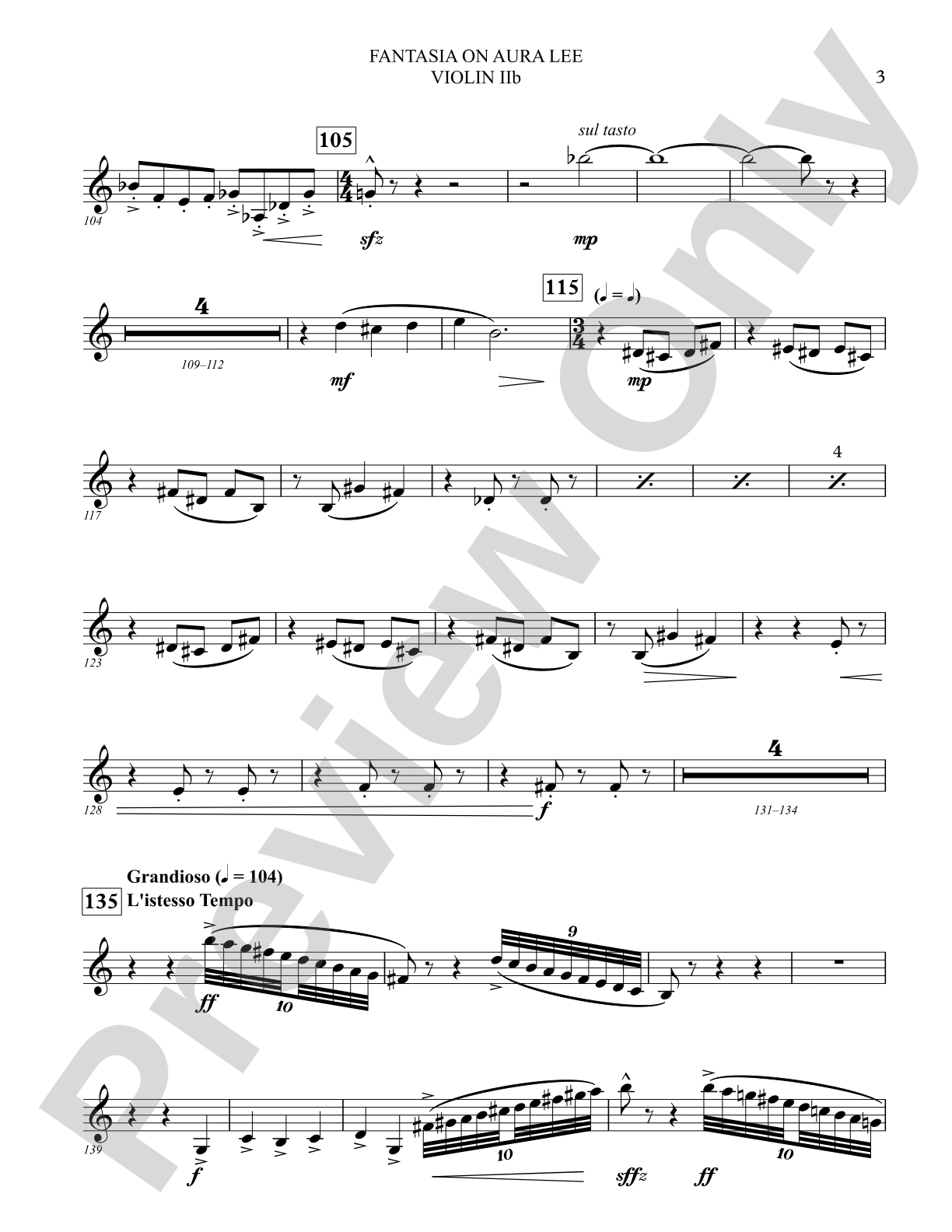 Fantasia on Aura Lee: Violin 2 Section