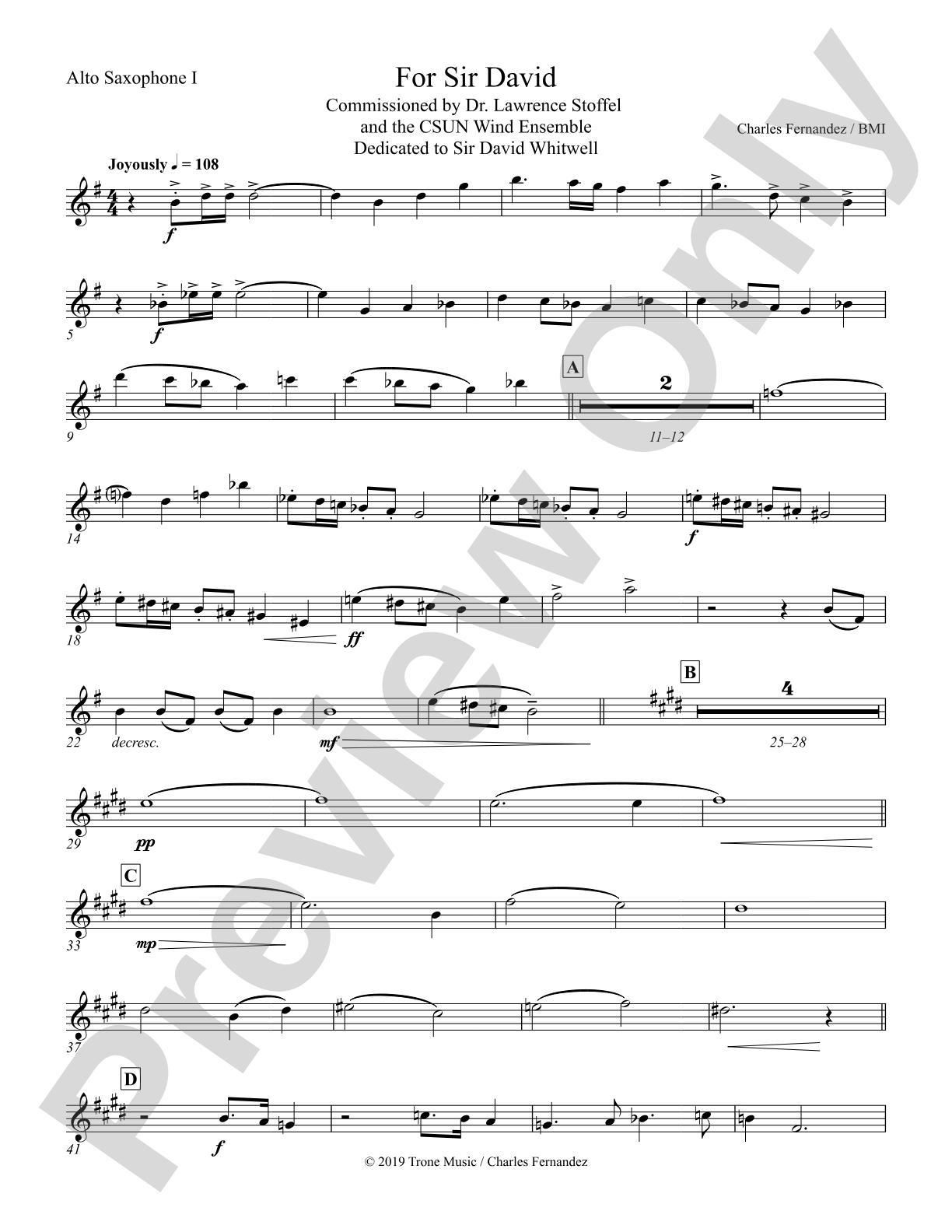 For Sir David: E-flat Alto Saxophone