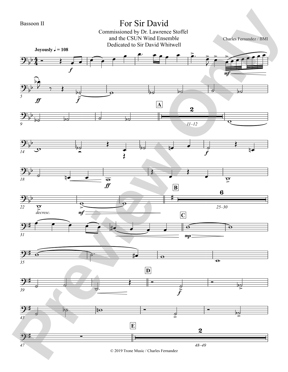 For Sir David: 2nd Bassoon