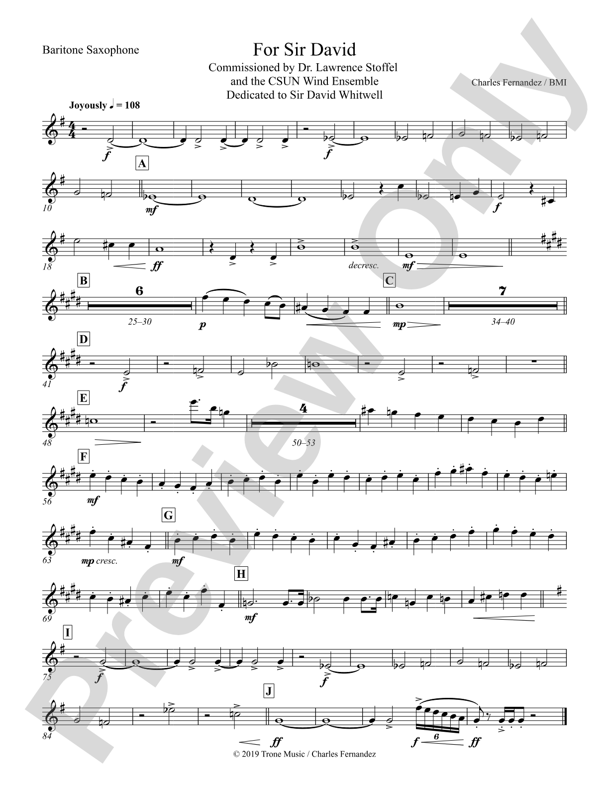 For Sir David: E-flat Baritone Saxophone