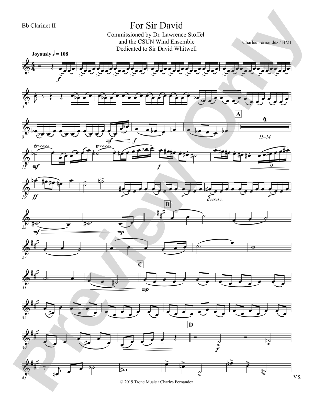 For Sir David: 2nd B-flat Clarinet