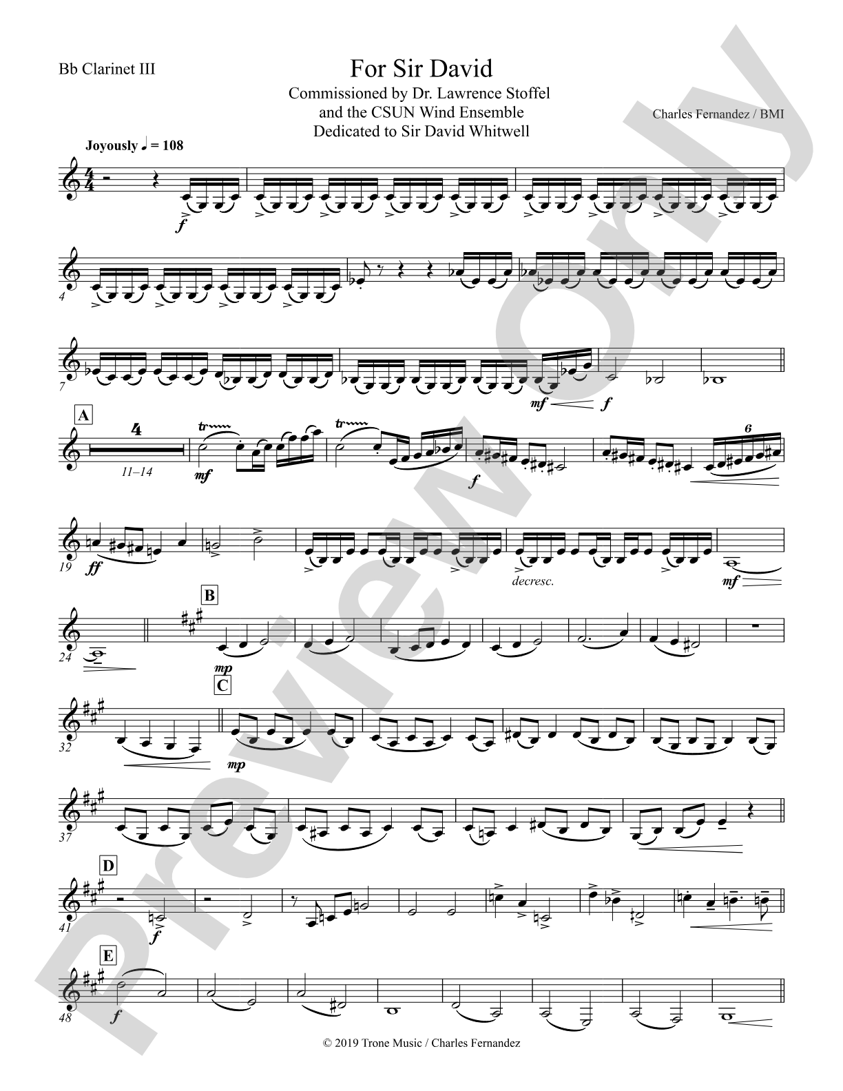 For Sir David: 3rd B-flat Clarinet