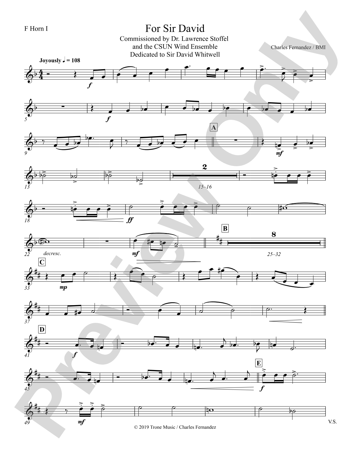 For Sir David: 1st F Horn