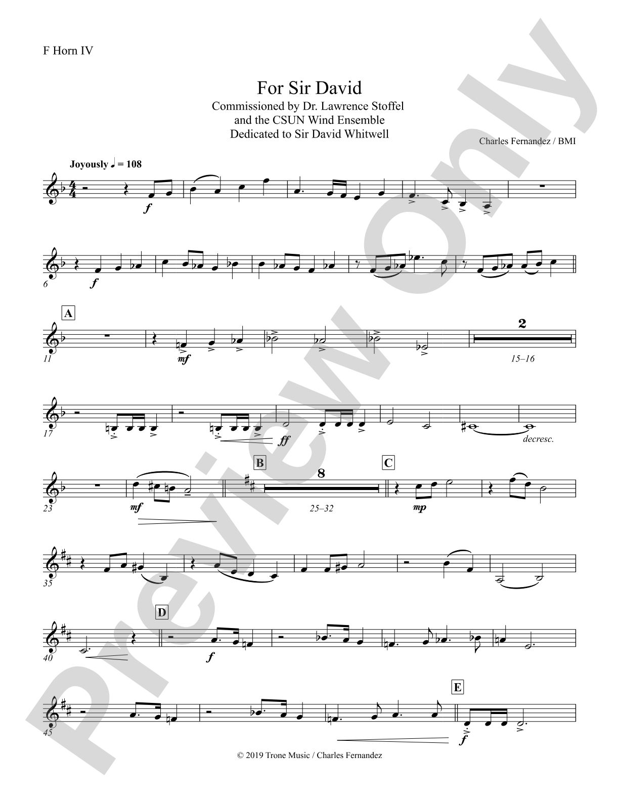 For Sir David: 4th F Horn