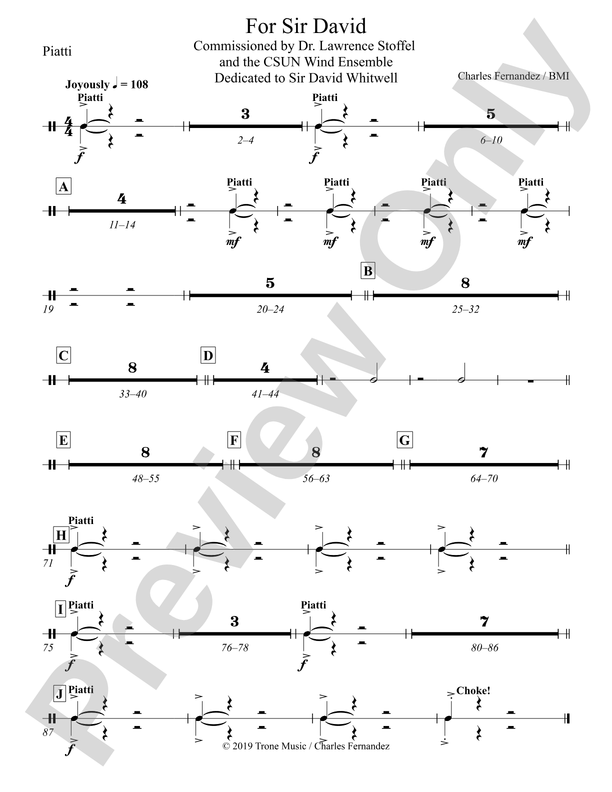 For Sir David: 3rd Percussion