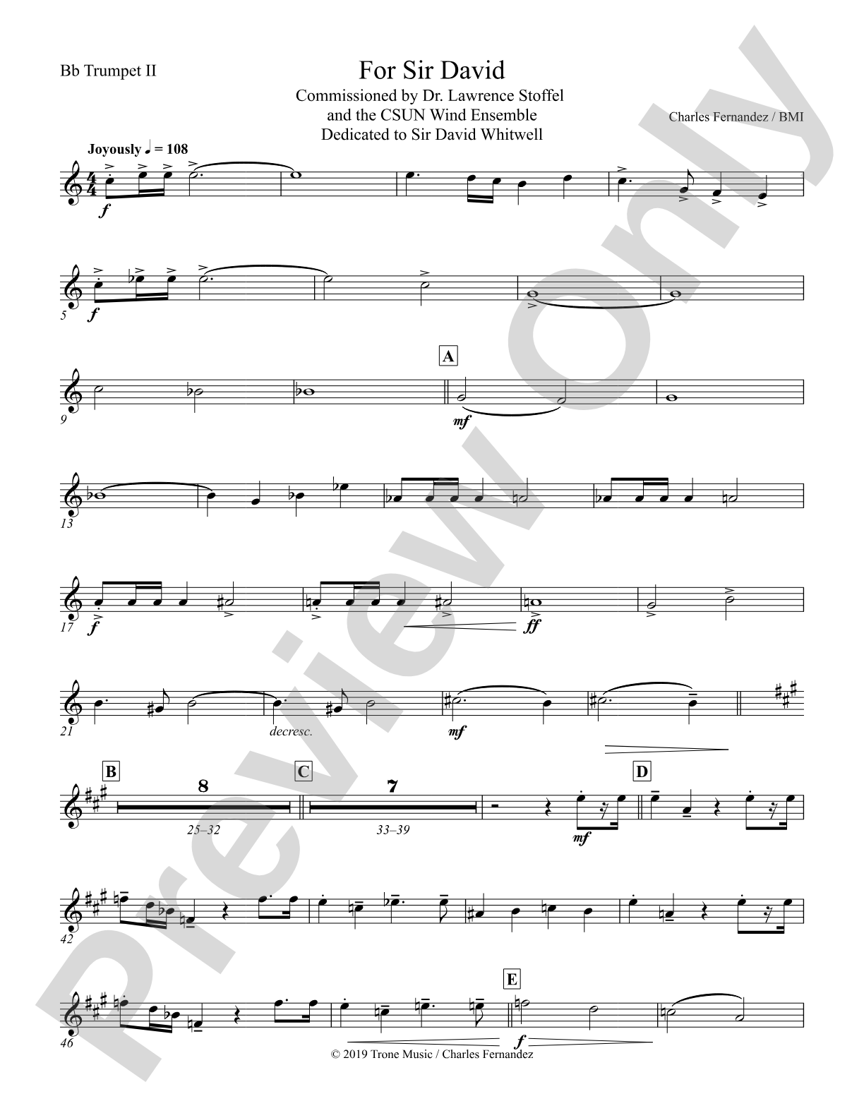For Sir David: 2nd B-flat Trumpet