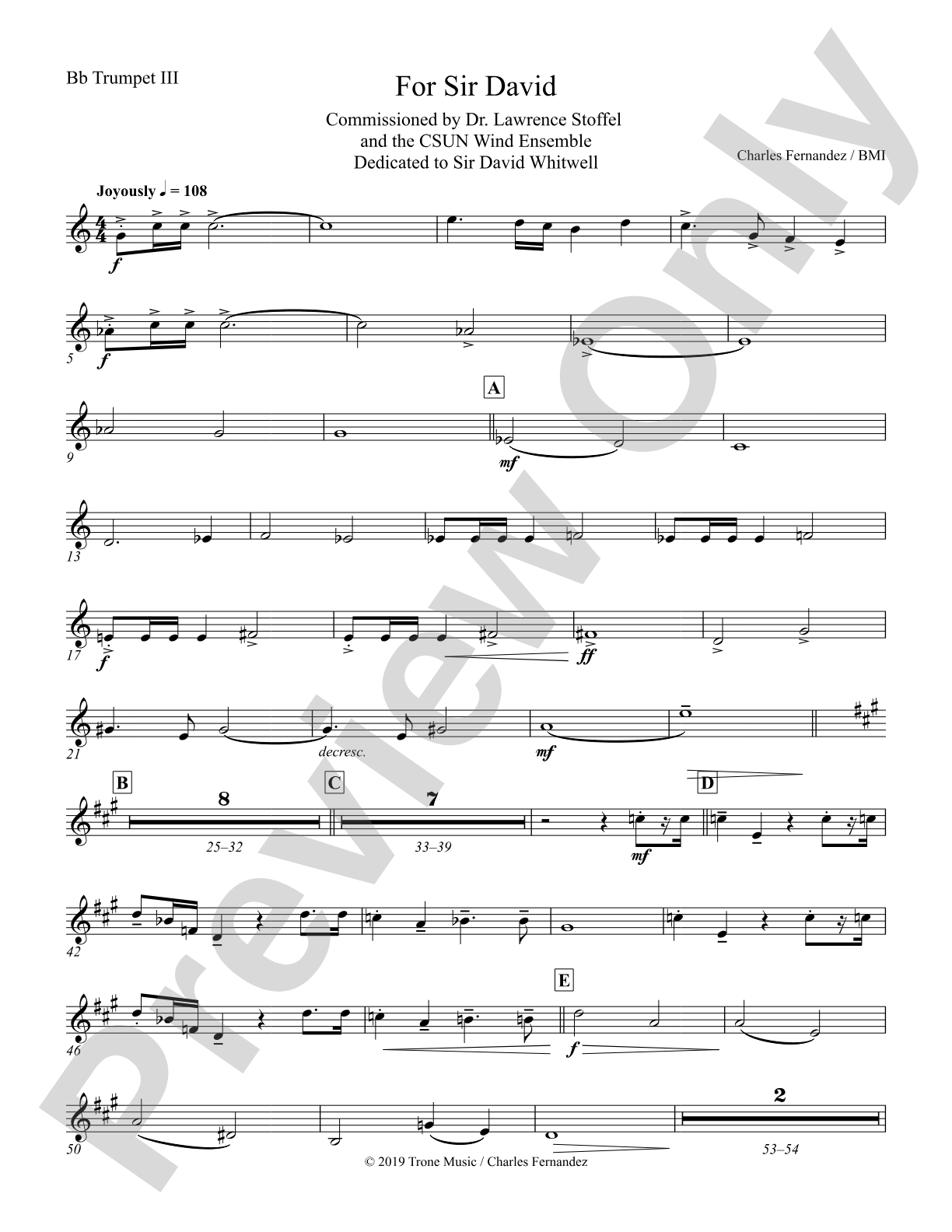 For Sir David: 3rd B-flat Trumpet