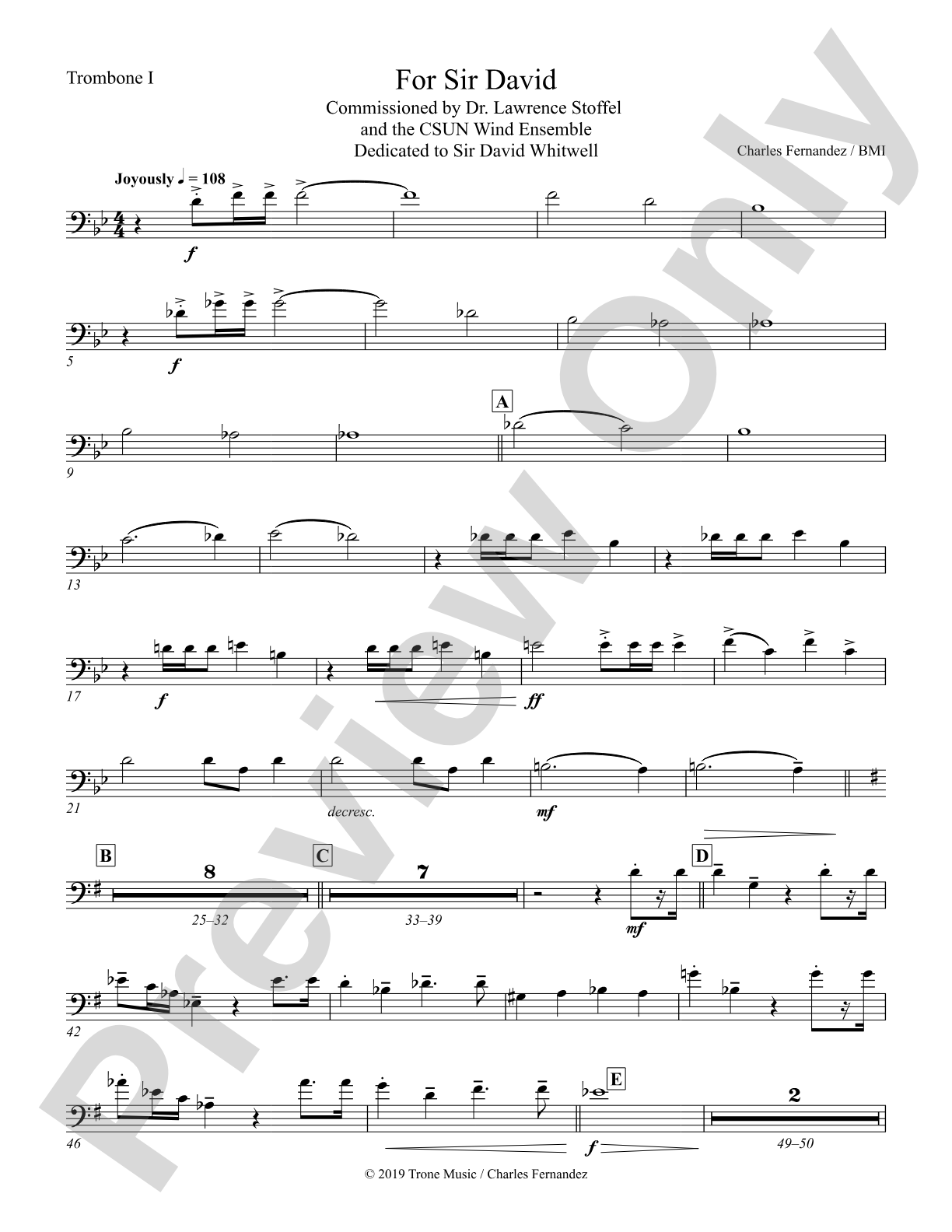 For Sir David: 1st Trombone