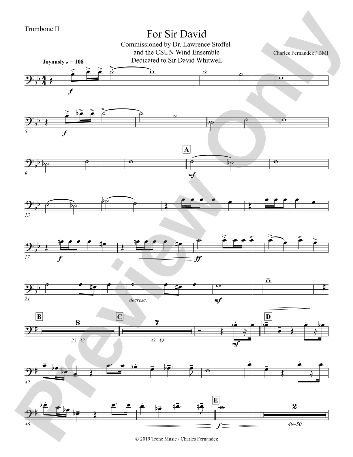 For Sir David: 2nd Trombone
