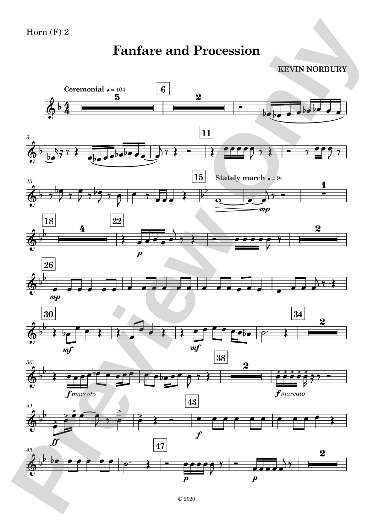Fanfare and Procession: 2nd F Horn