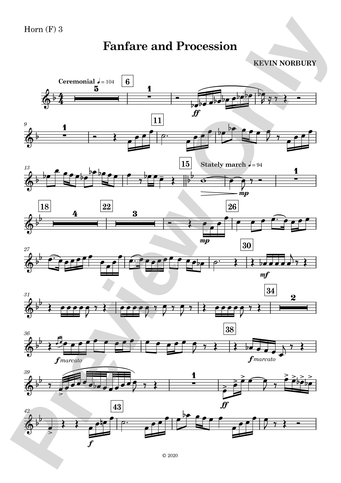 Fanfare and Procession: 3rd F Horn
