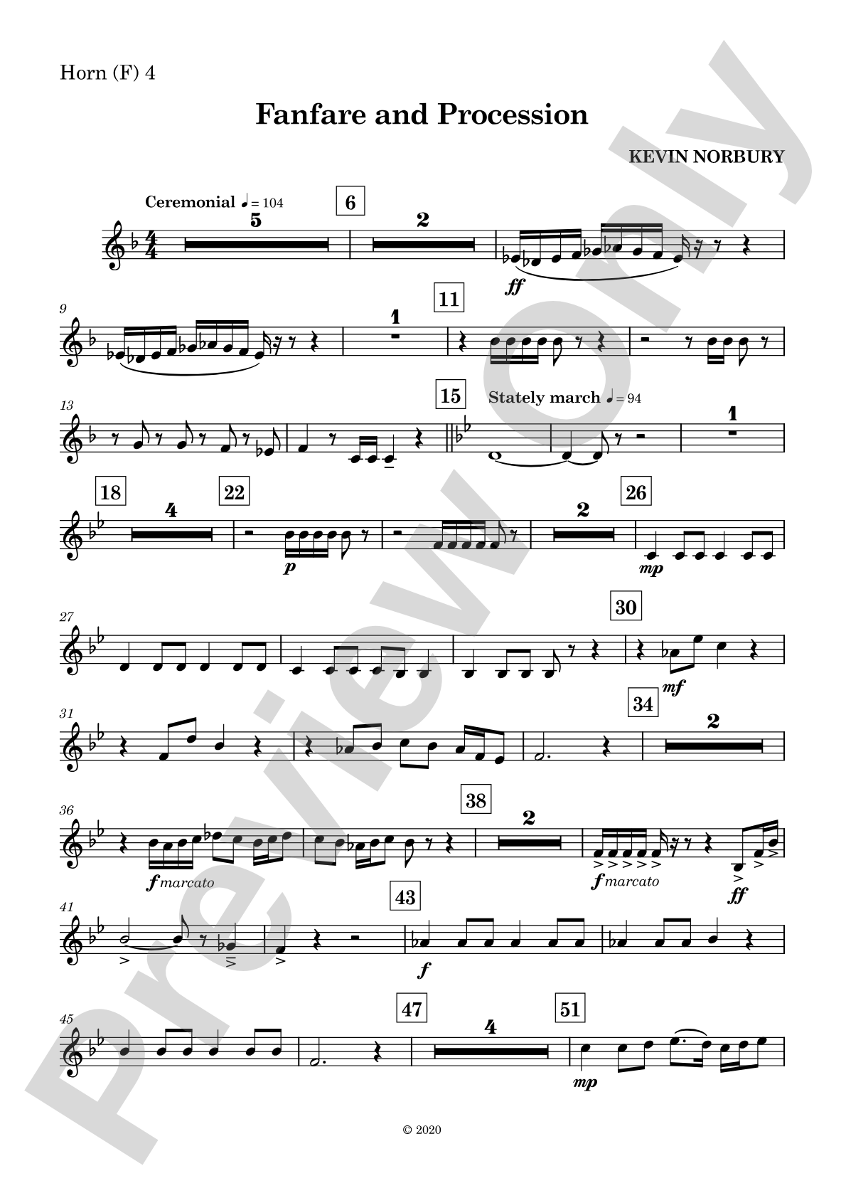 Fanfare and Procession: 4th F Horn