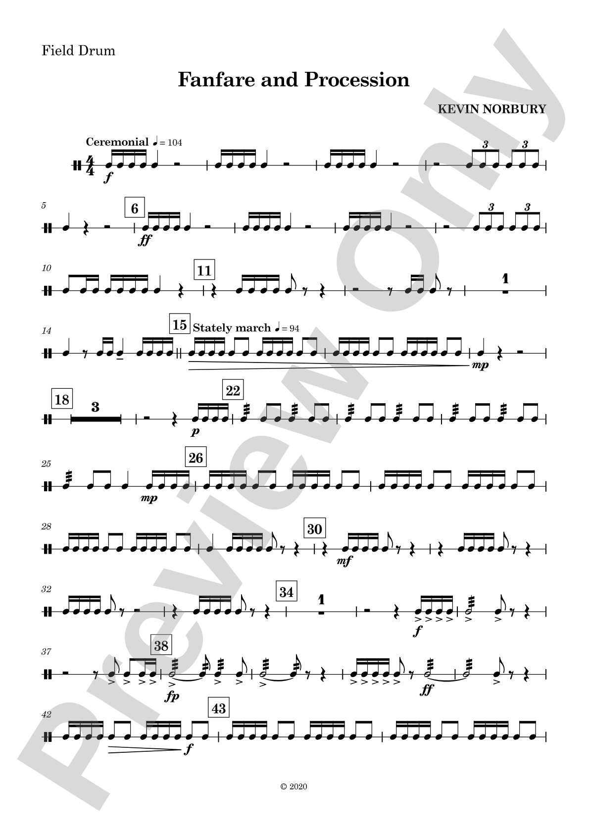 Fanfare and Procession: 1st Percussion
