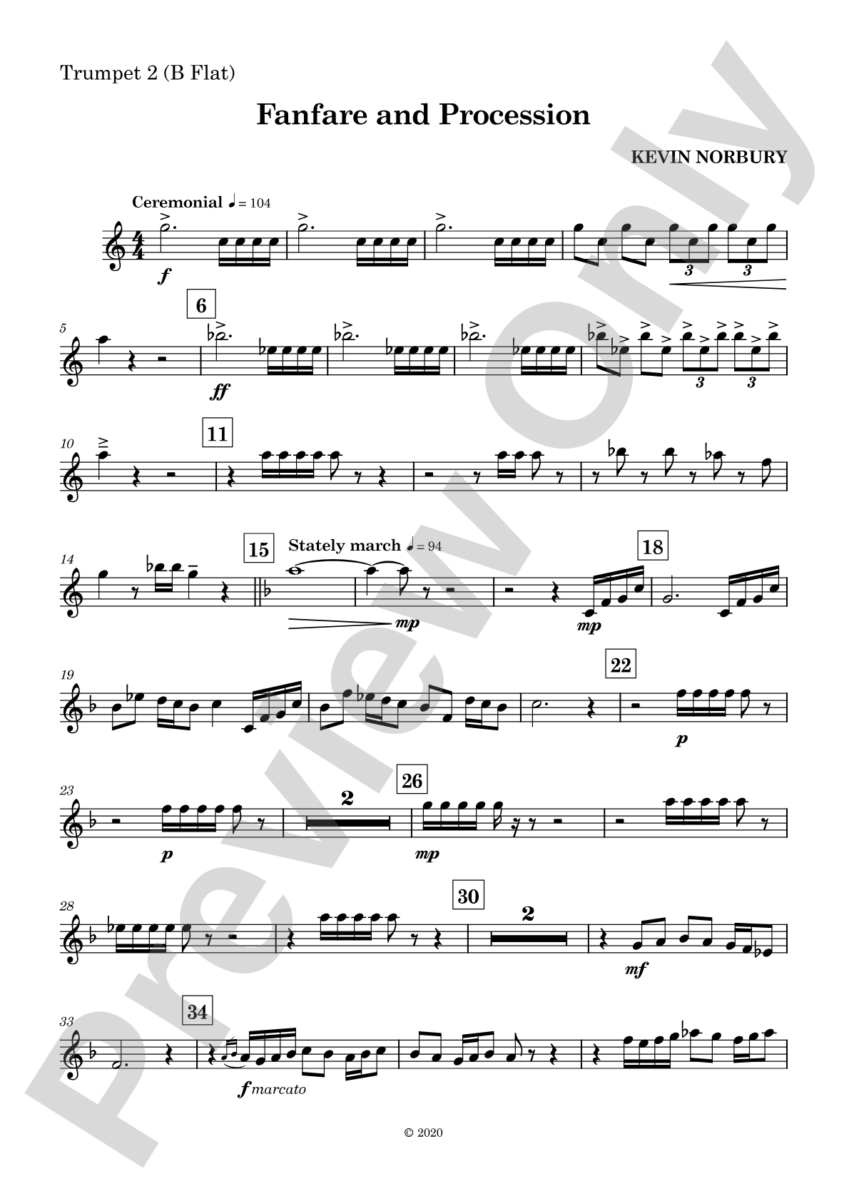 Fanfare and Procession: 2nd B-flat Trumpet