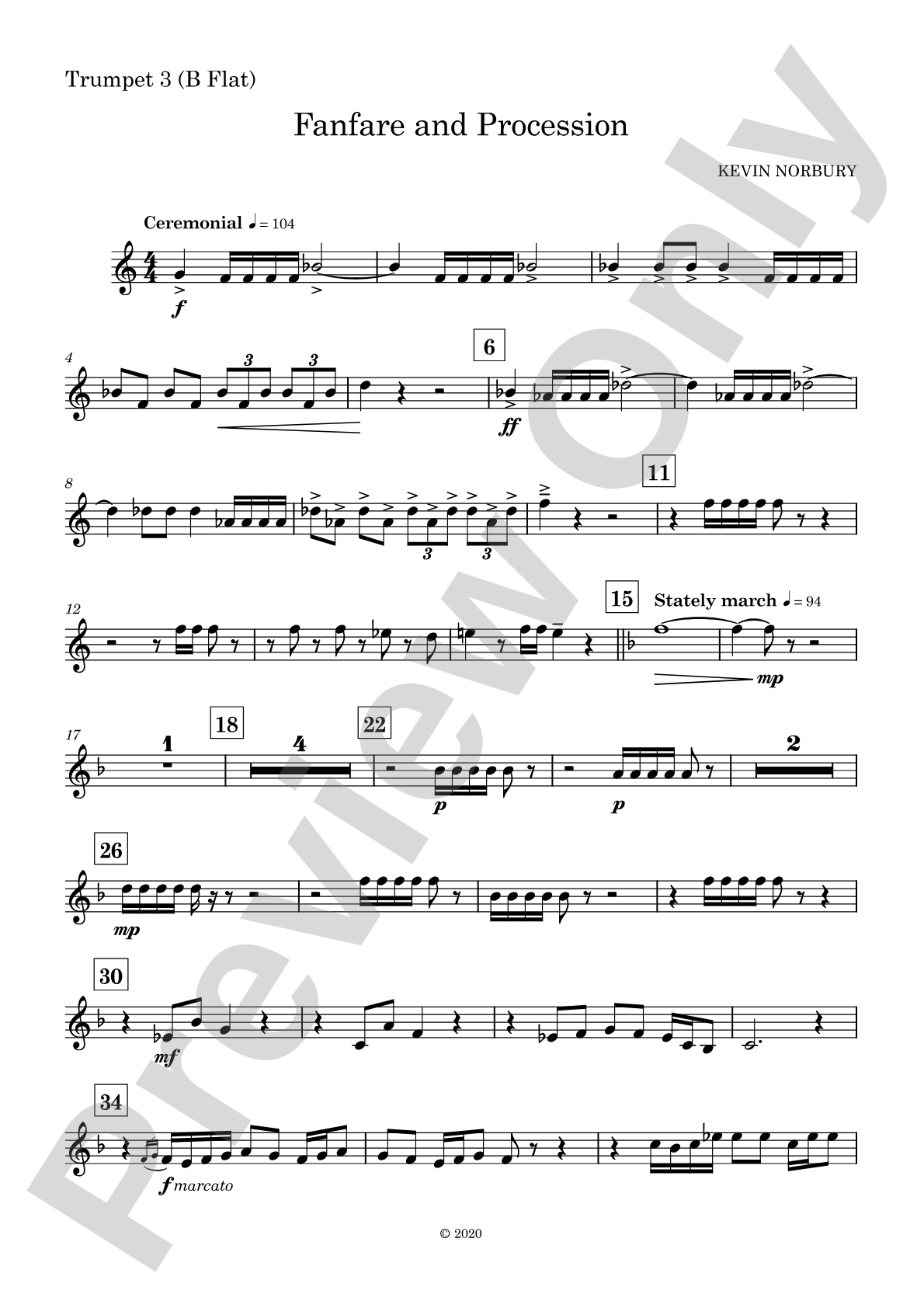 Fanfare and Procession: 3rd B-flat Trumpet