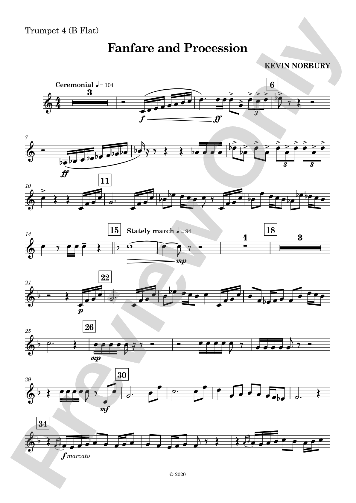 Fanfare and Procession: 4th B-flat Trumpet