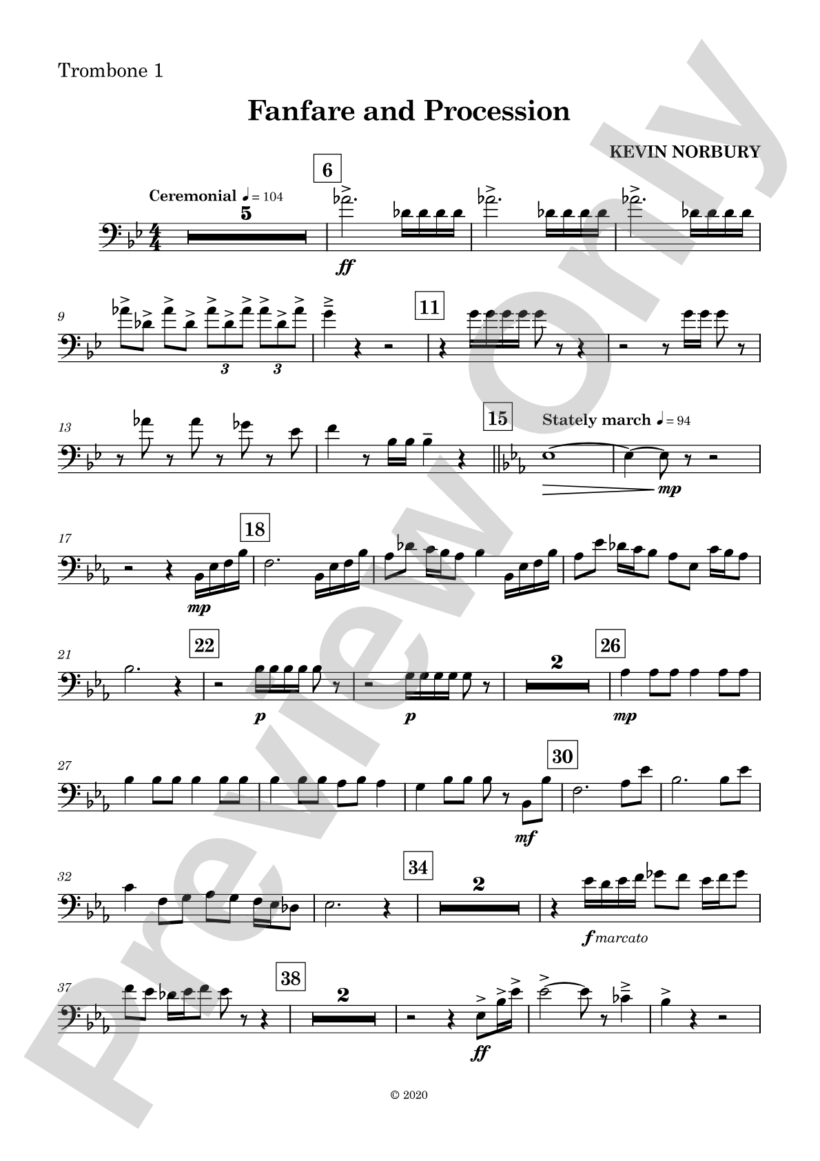 Fanfare and Procession: 1st Trombone